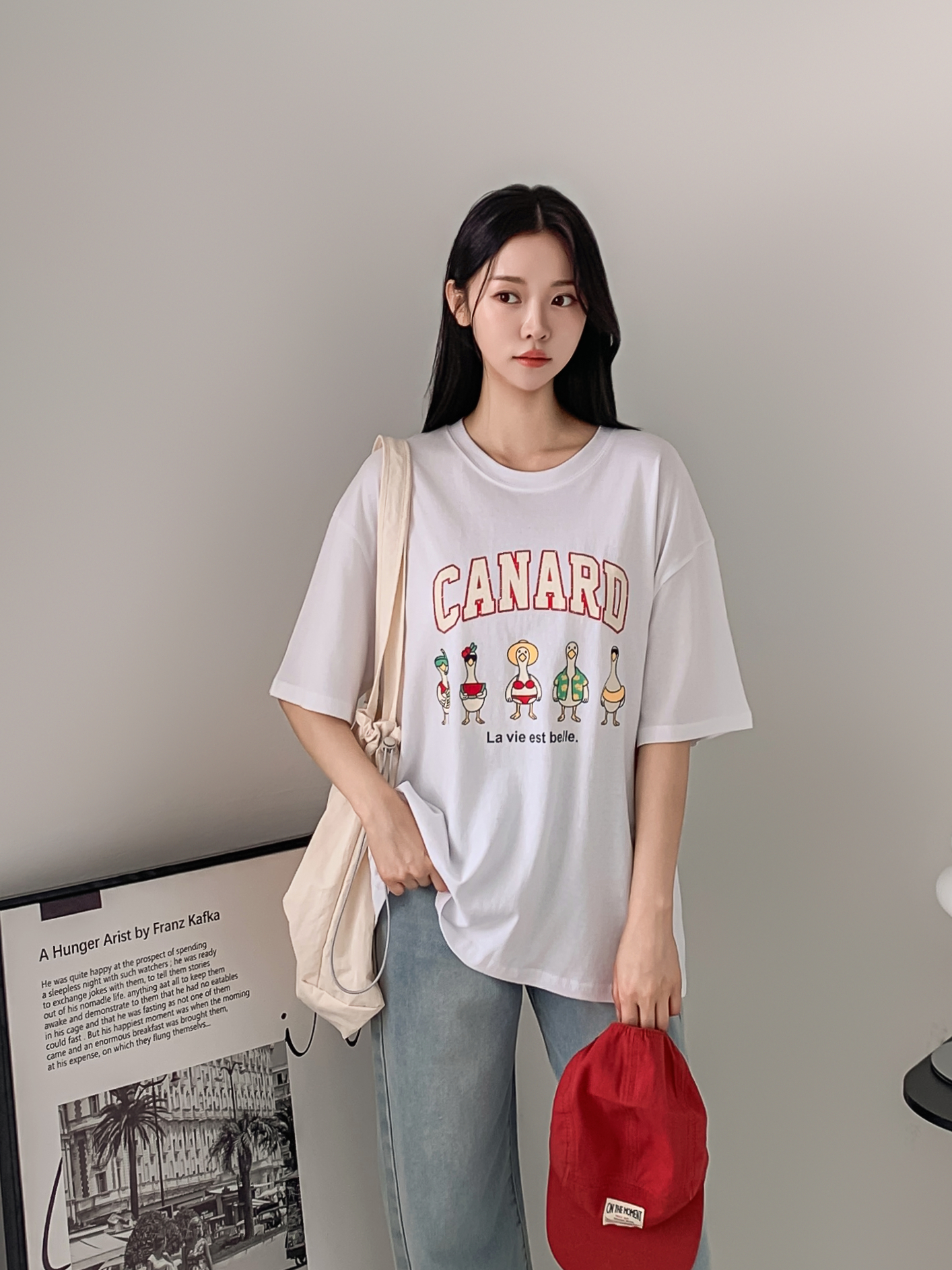 コットンラウンドネックボクシールーズ半袖ロゴTシャツ | 詳細画像4