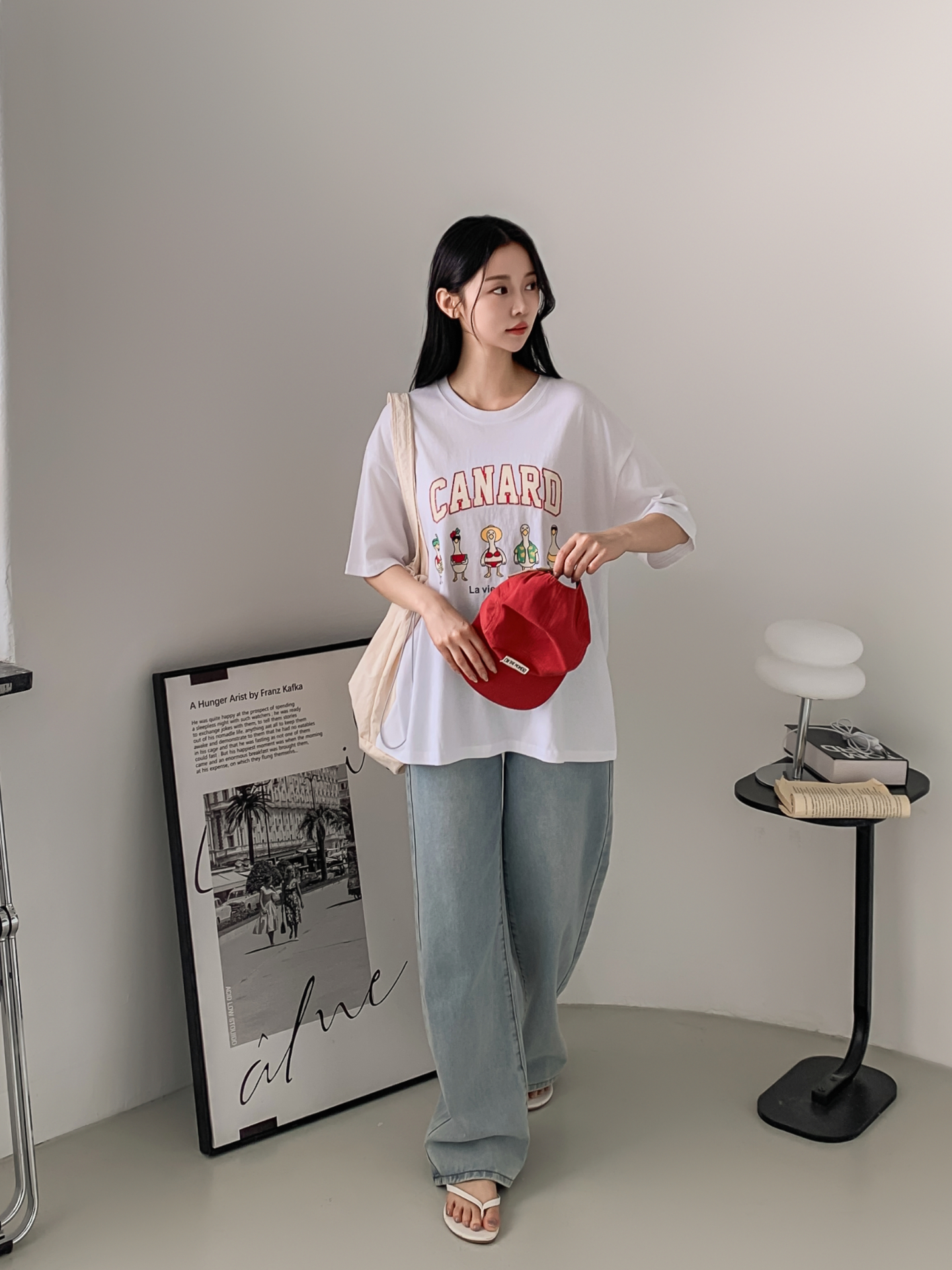 コットンラウンドネックボクシールーズ半袖ロゴTシャツ | 詳細画像5