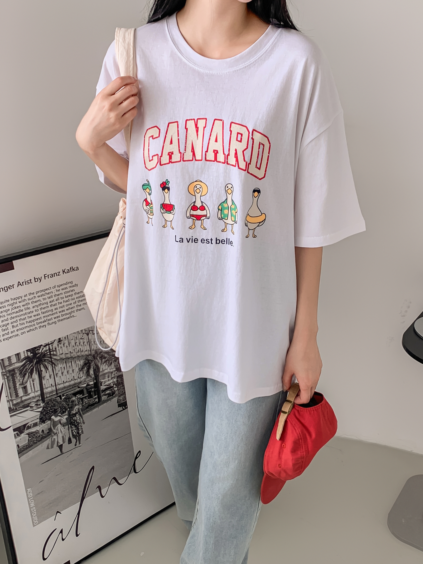 コットンラウンドネックボクシールーズ半袖ロゴTシャツ | 詳細画像6