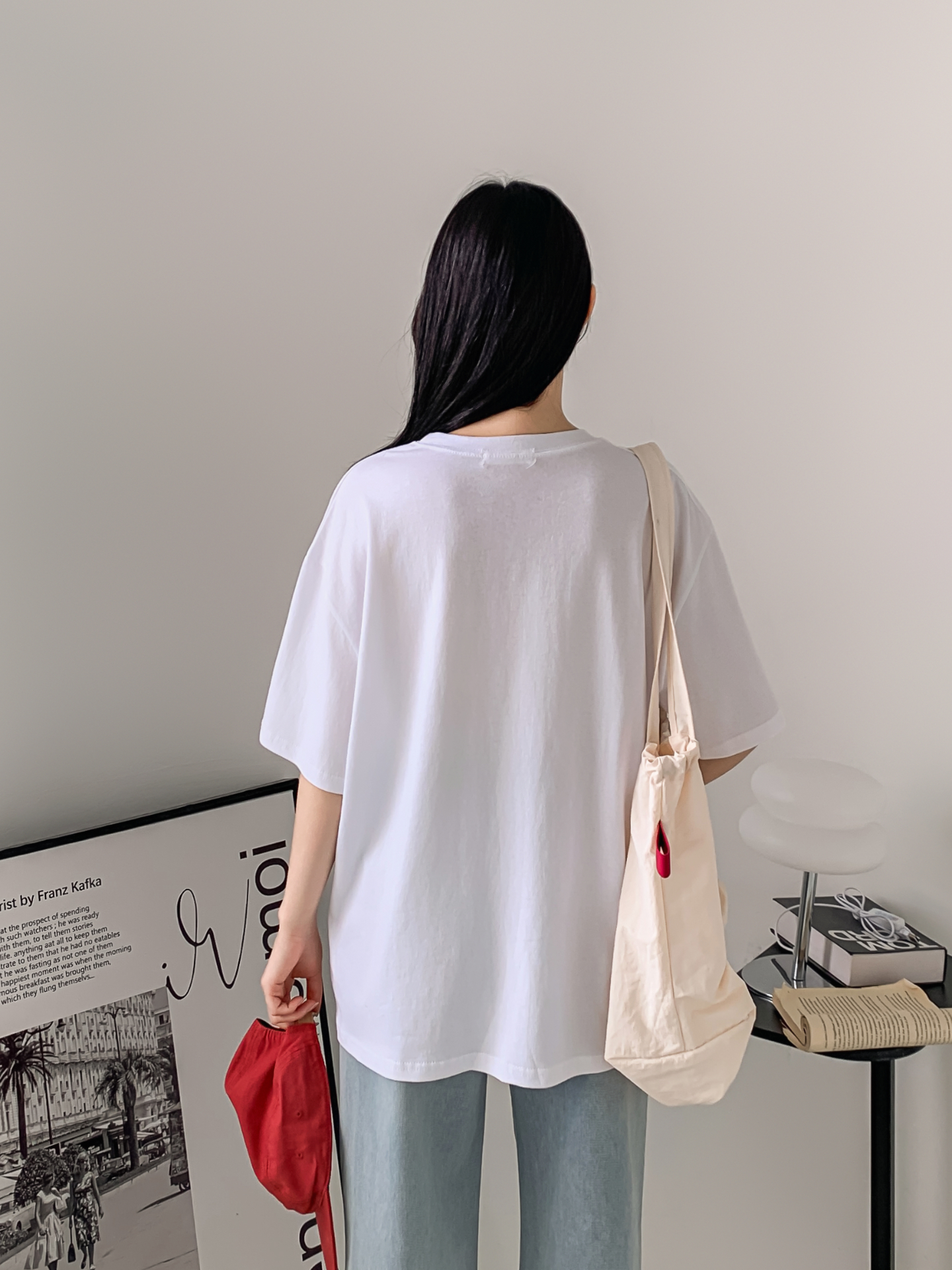 コットンラウンドネックボクシールーズ半袖ロゴTシャツ | 詳細画像7