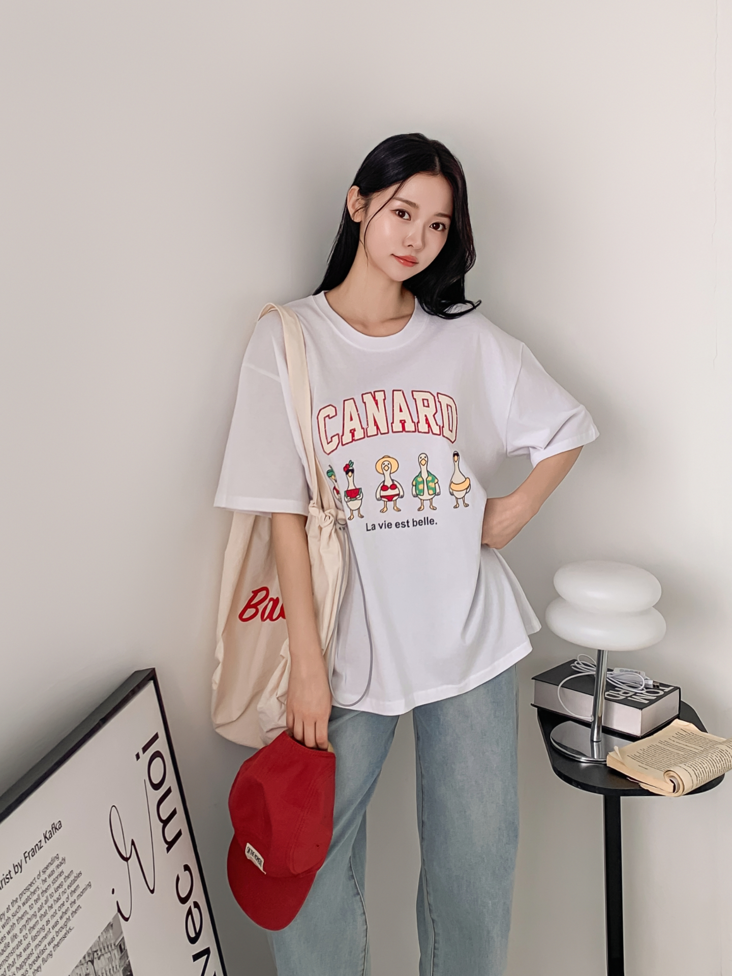 コットンラウンドネックボクシールーズ半袖ロゴTシャツ | 詳細画像8