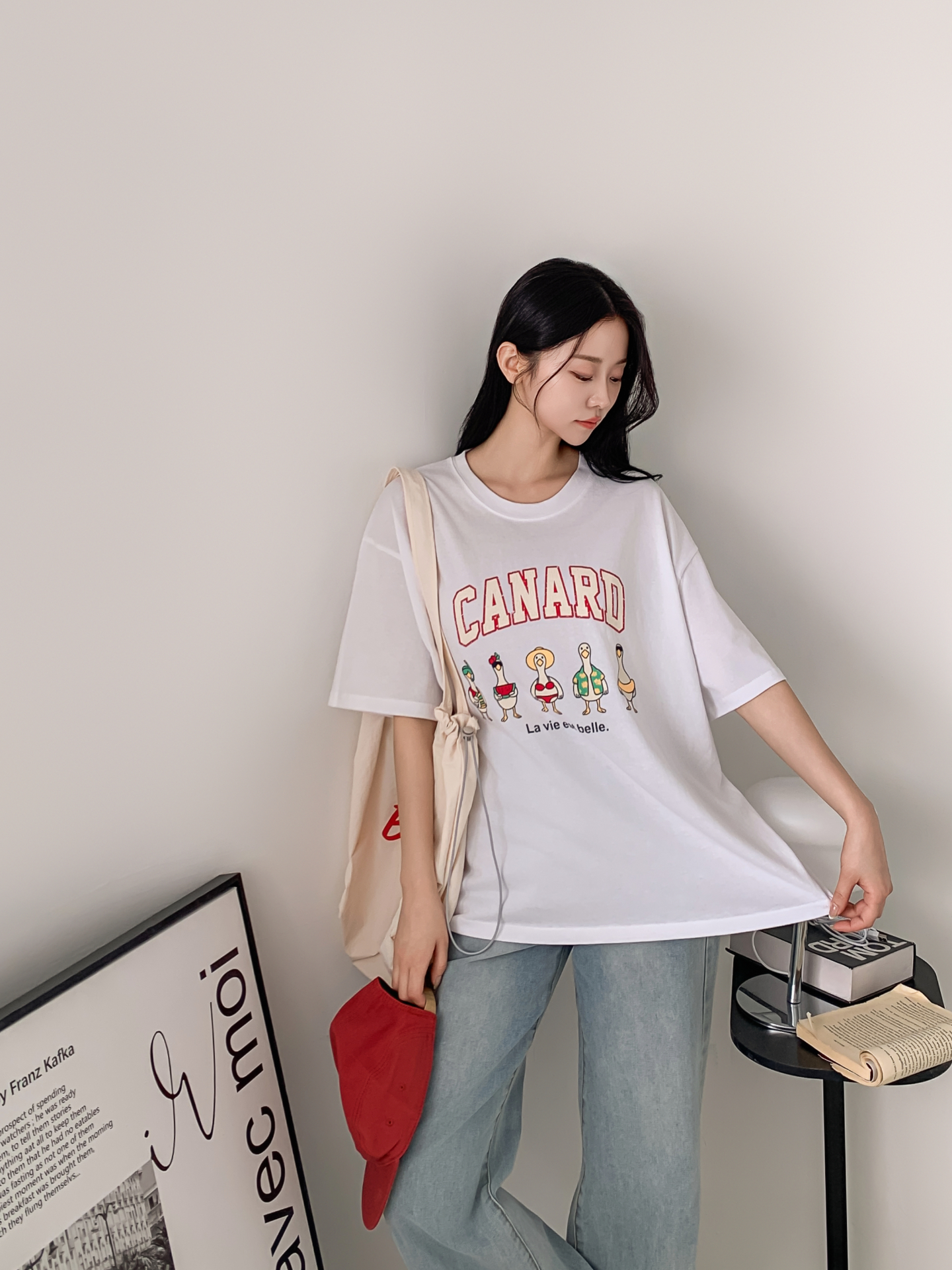コットンラウンドネックボクシールーズ半袖ロゴTシャツ | 詳細画像9