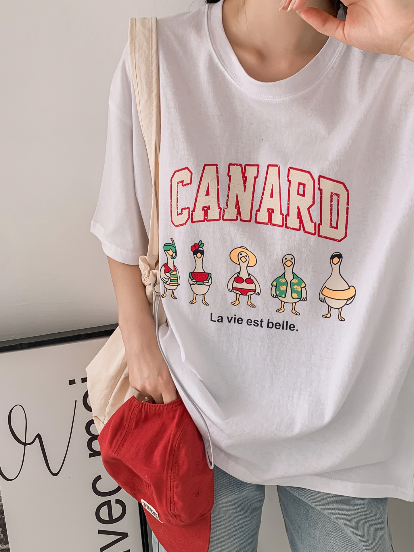 コットンラウンドネックボクシールーズ半袖ロゴTシャツ | 詳細画像10