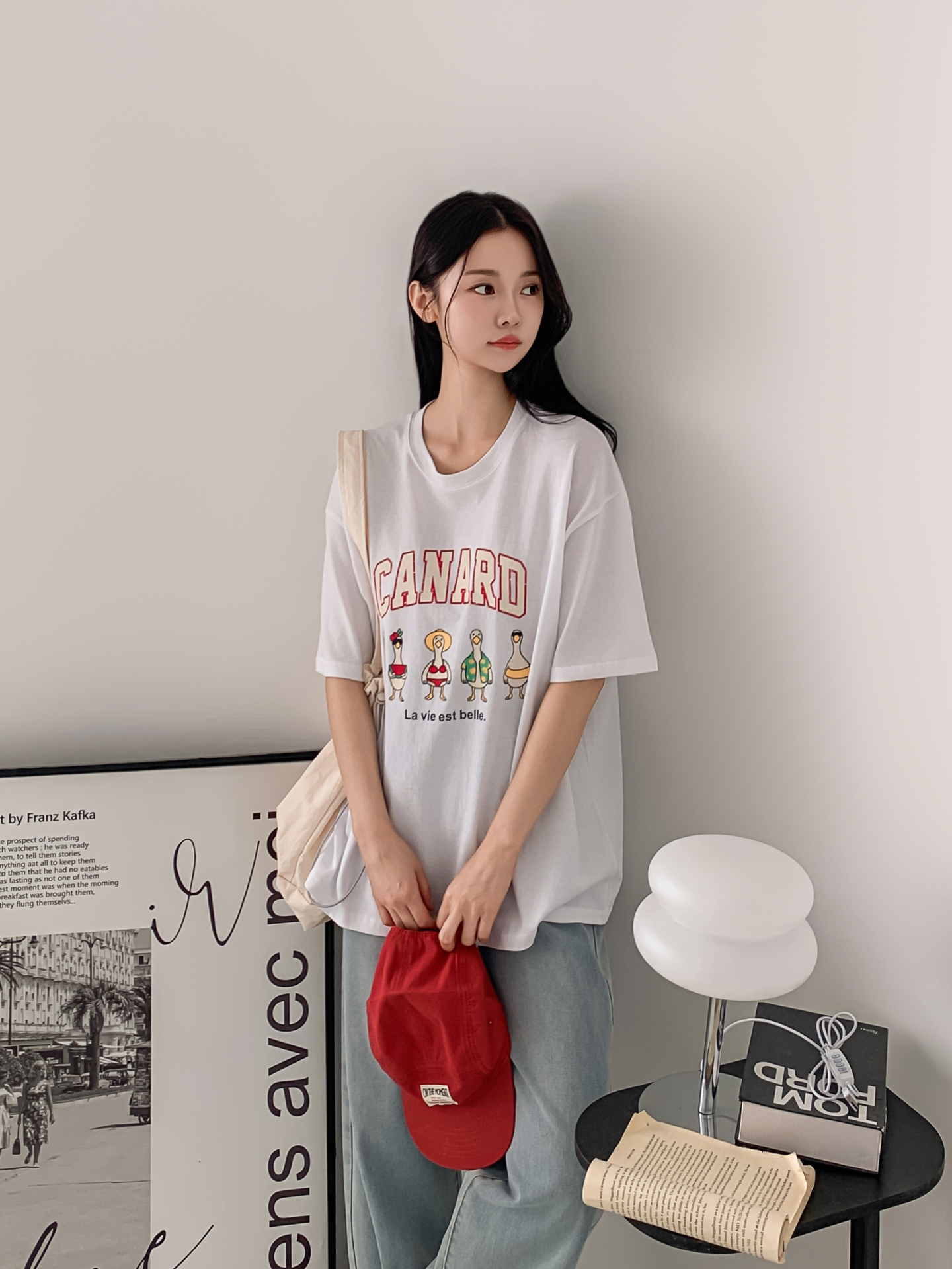 コットンラウンドネックボクシールーズ半袖ロゴTシャツ | 詳細画像11