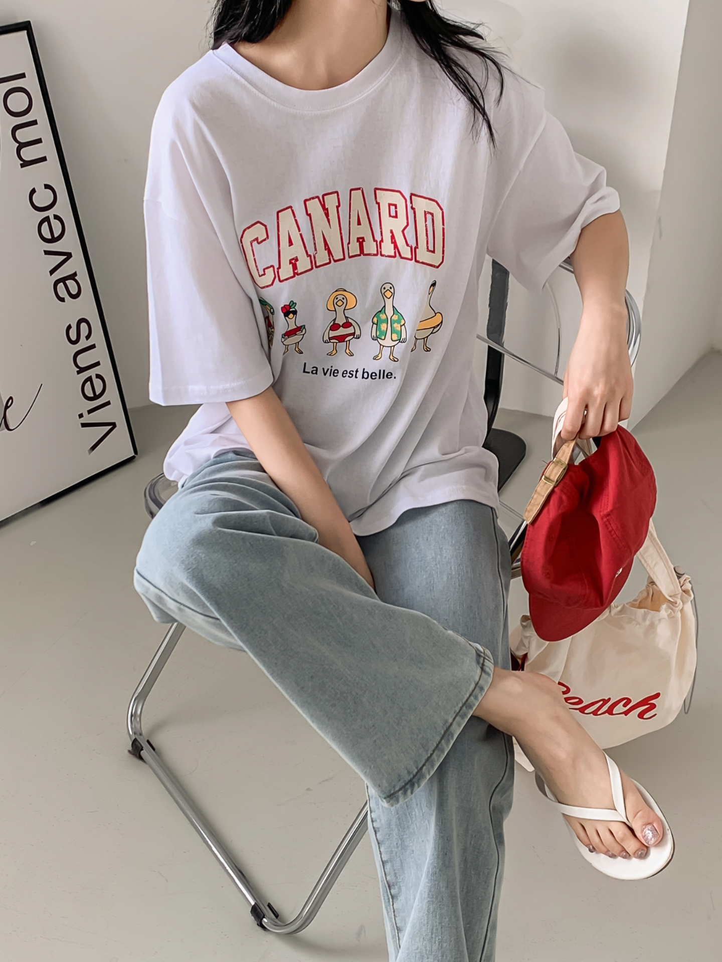 コットンラウンドネックボクシールーズ半袖ロゴTシャツ | 詳細画像15