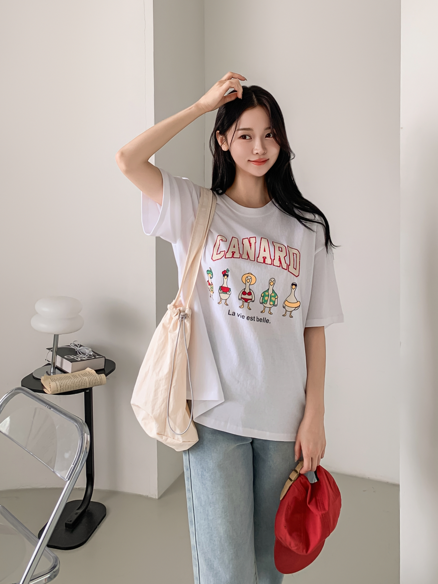 コットンラウンドネックボクシールーズ半袖ロゴTシャツ | 詳細画像16