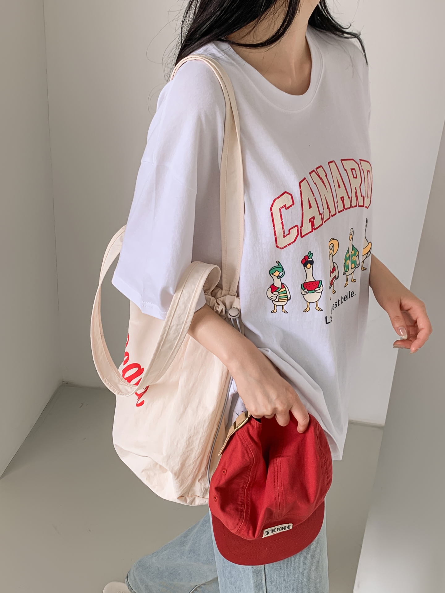 コットンラウンドネックボクシールーズ半袖ロゴTシャツ | 詳細画像17