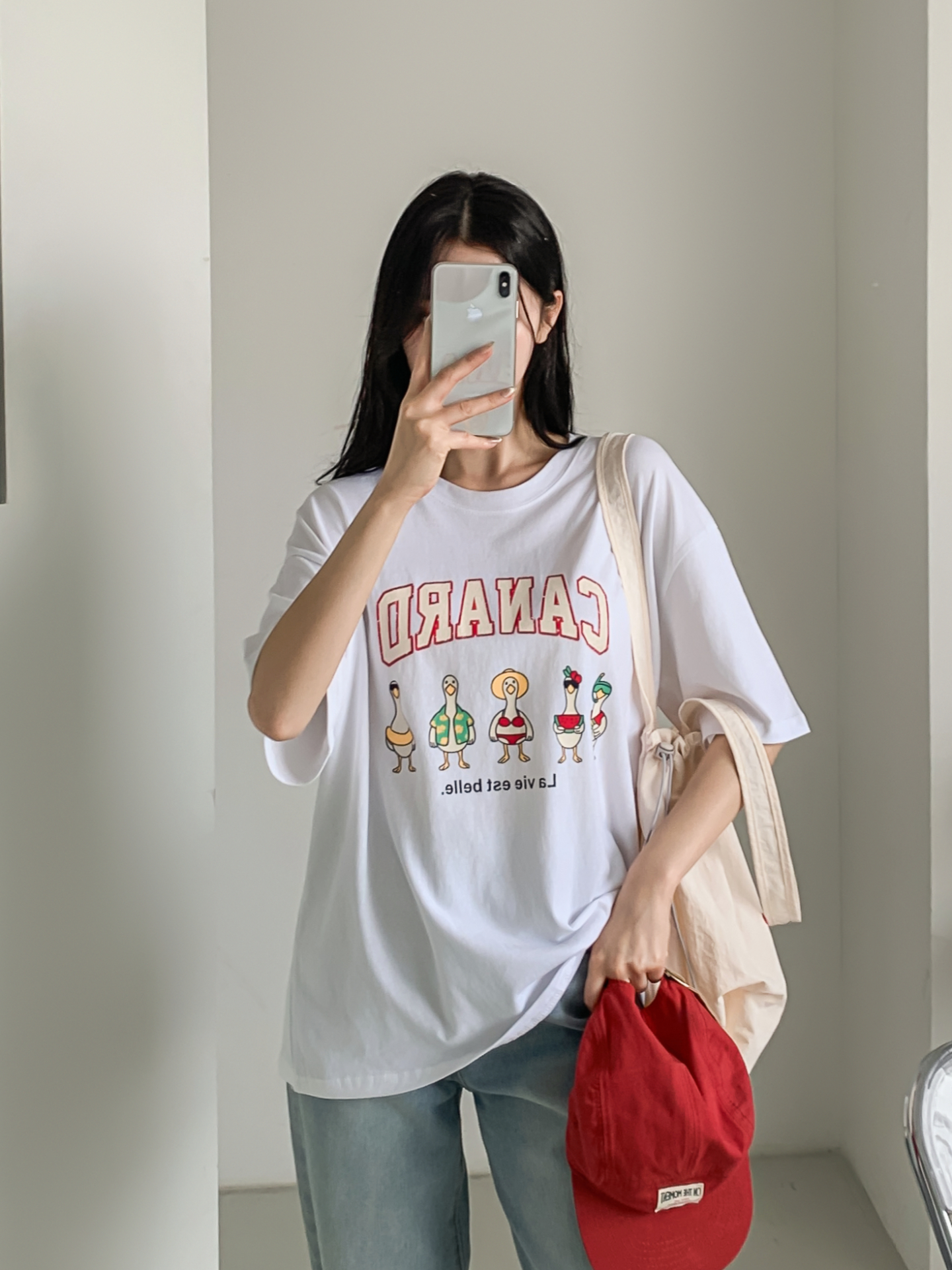 コットンラウンドネックボクシールーズ半袖ロゴTシャツ | 詳細画像18