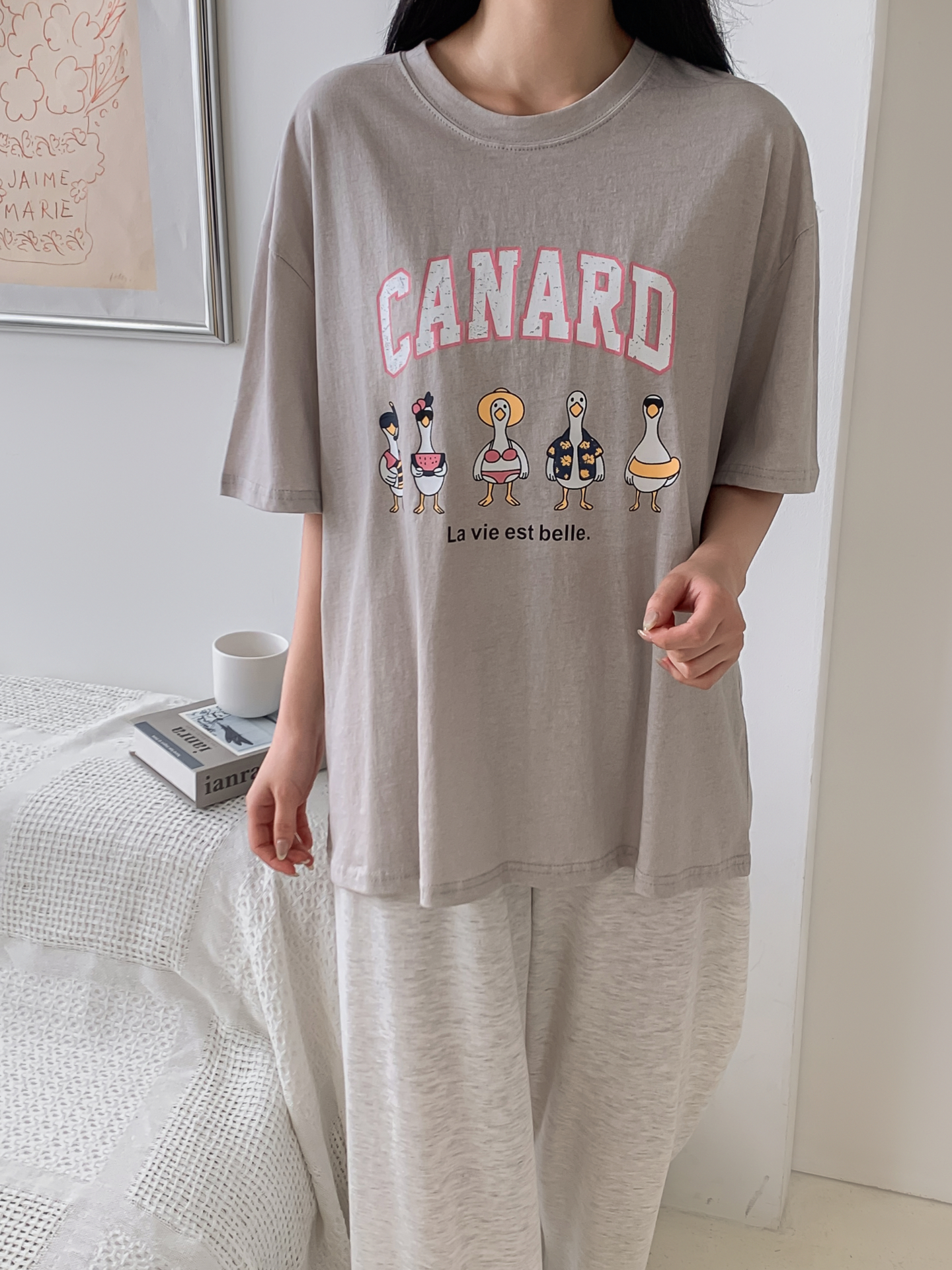 コットンラウンドネックボクシールーズ半袖ロゴTシャツ | 詳細画像21