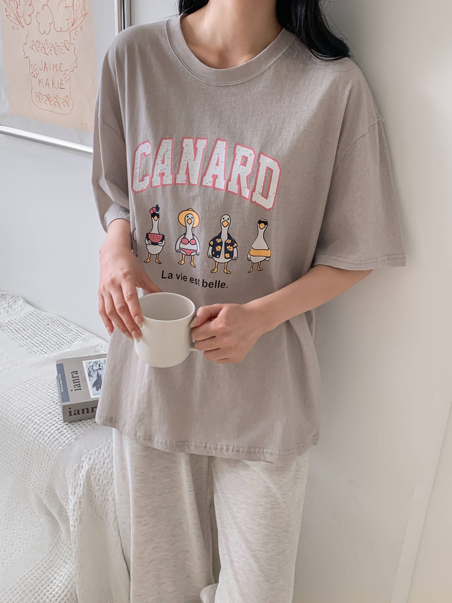 コットンラウンドネックボクシールーズ半袖ロゴTシャツ | 詳細画像23