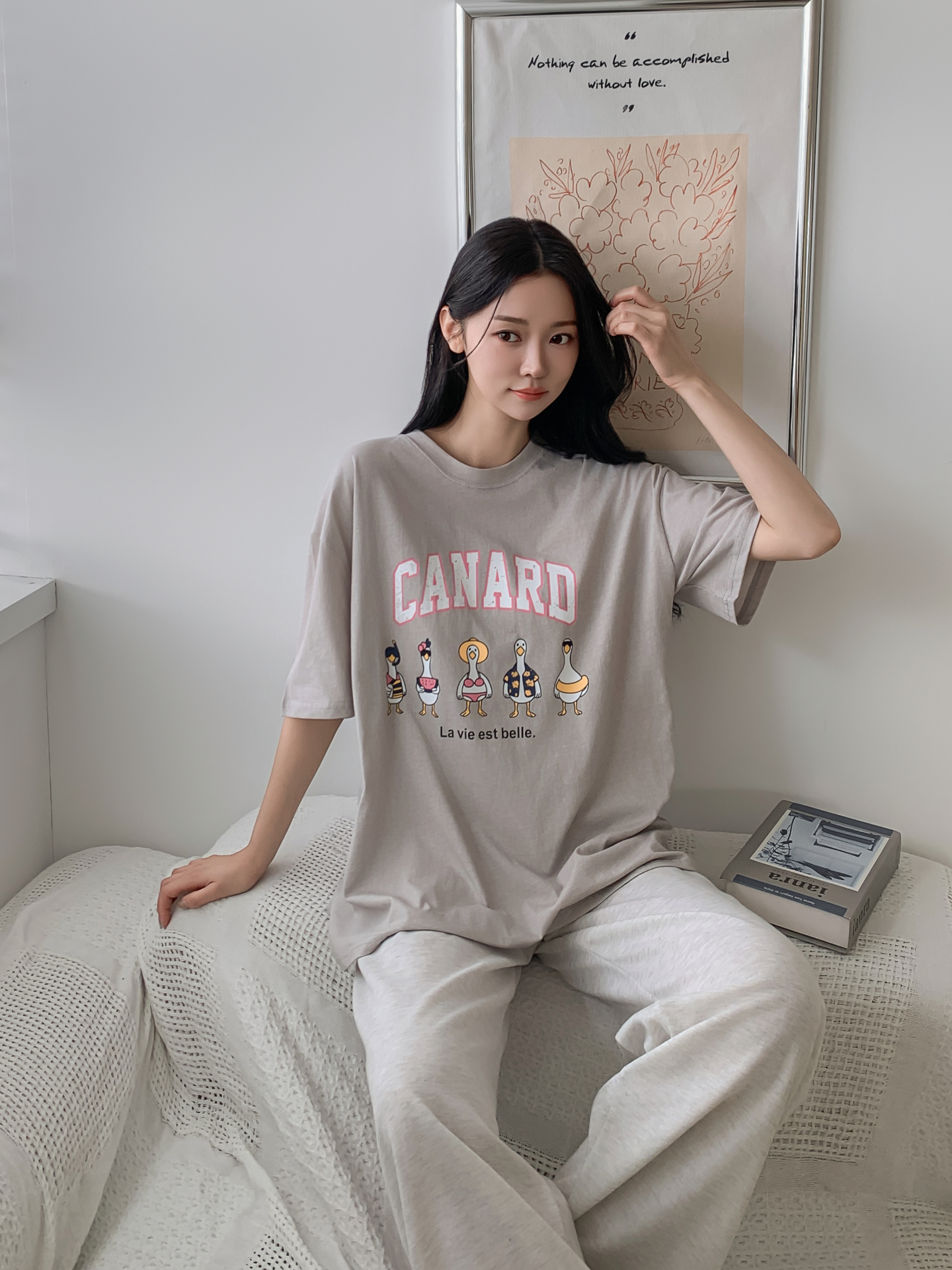 コットンラウンドネックボクシールーズ半袖ロゴTシャツ | 詳細画像29