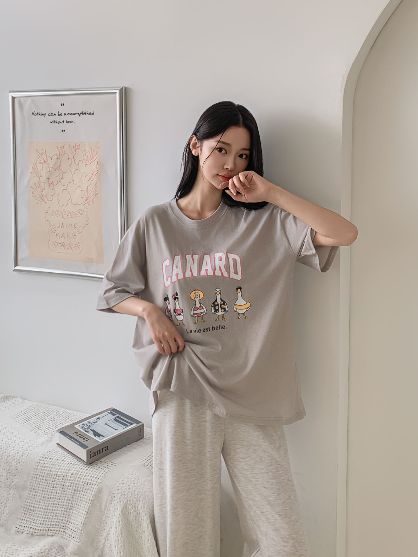 コットンラウンドネックボクシールーズ半袖ロゴTシャツ | 詳細画像31