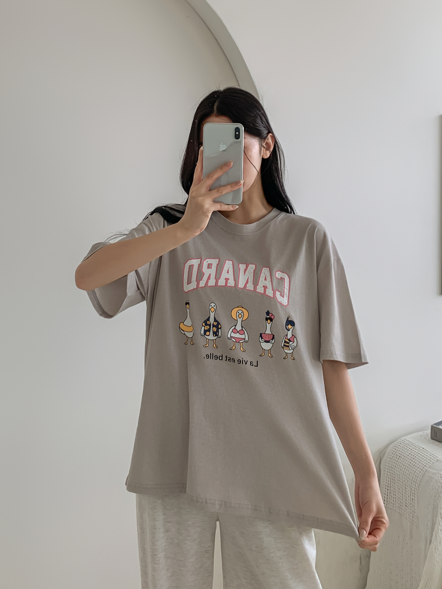 コットンラウンドネックボクシールーズ半袖ロゴTシャツ | 詳細画像33