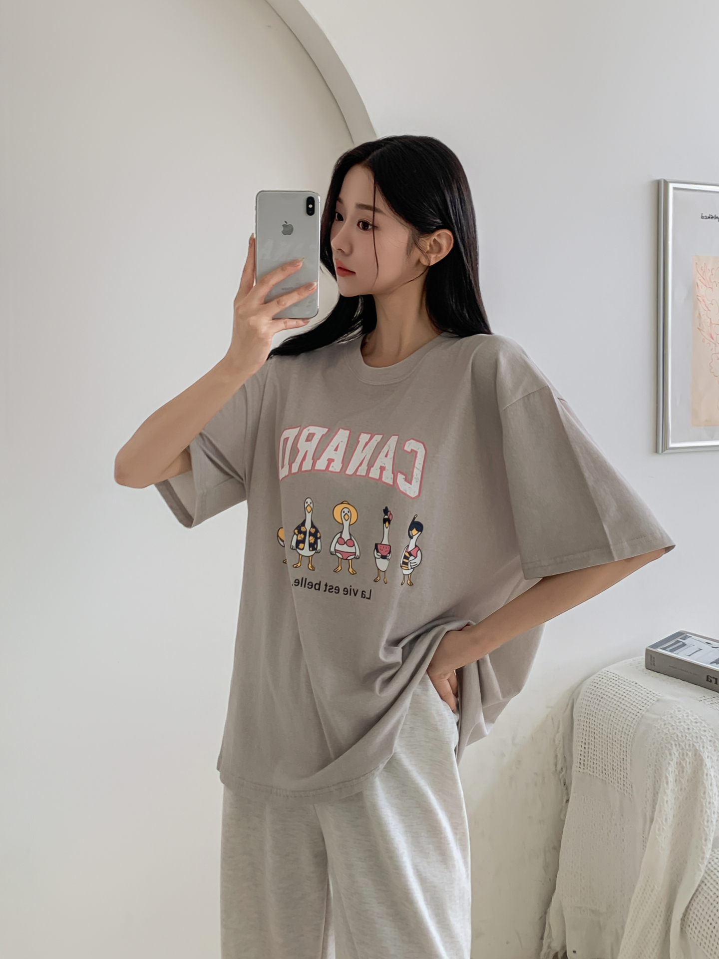 コットンラウンドネックボクシールーズ半袖ロゴTシャツ | 詳細画像34