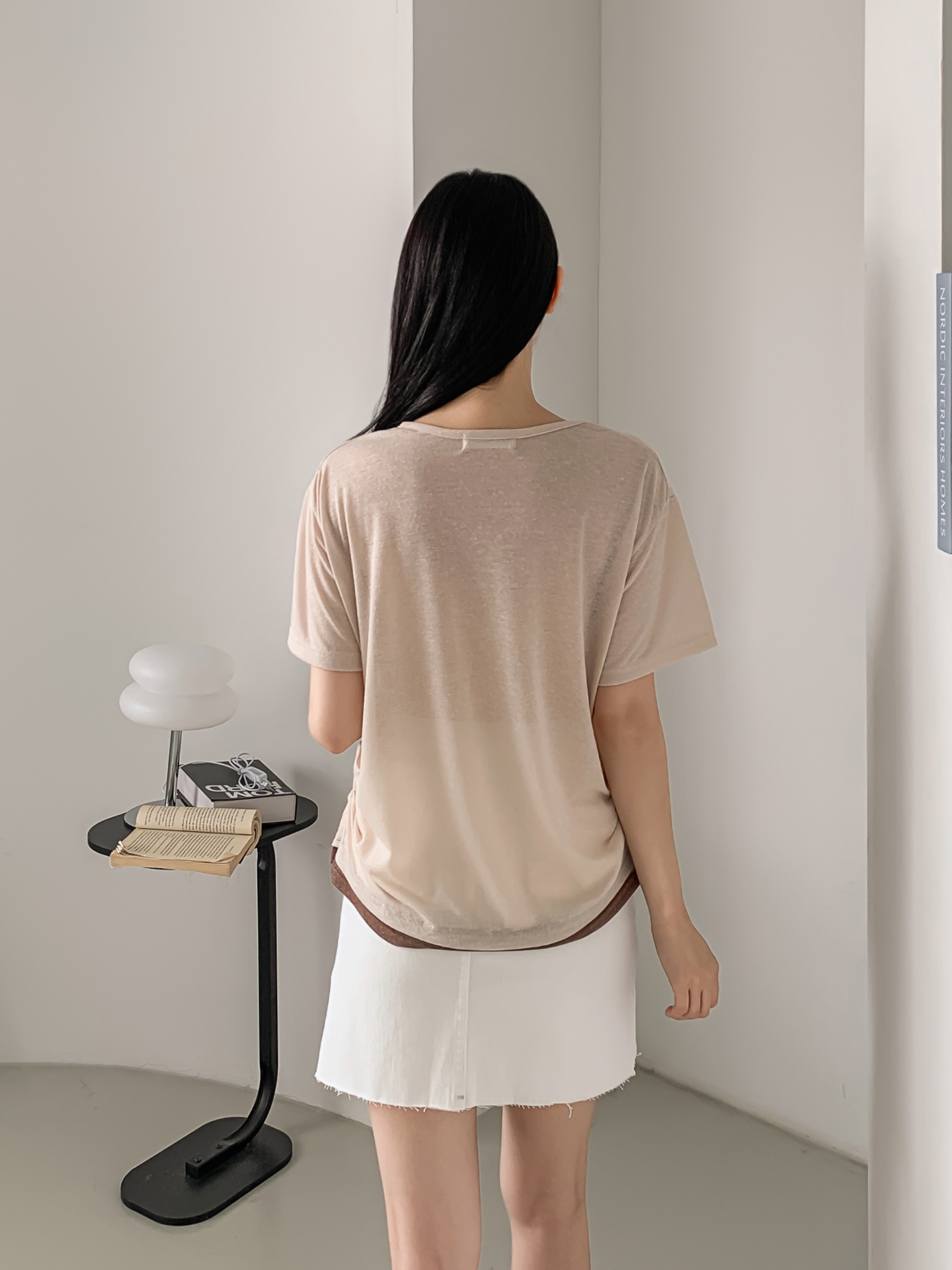 リネン混Vネックルーズ半袖Tシャツ | 詳細画像5