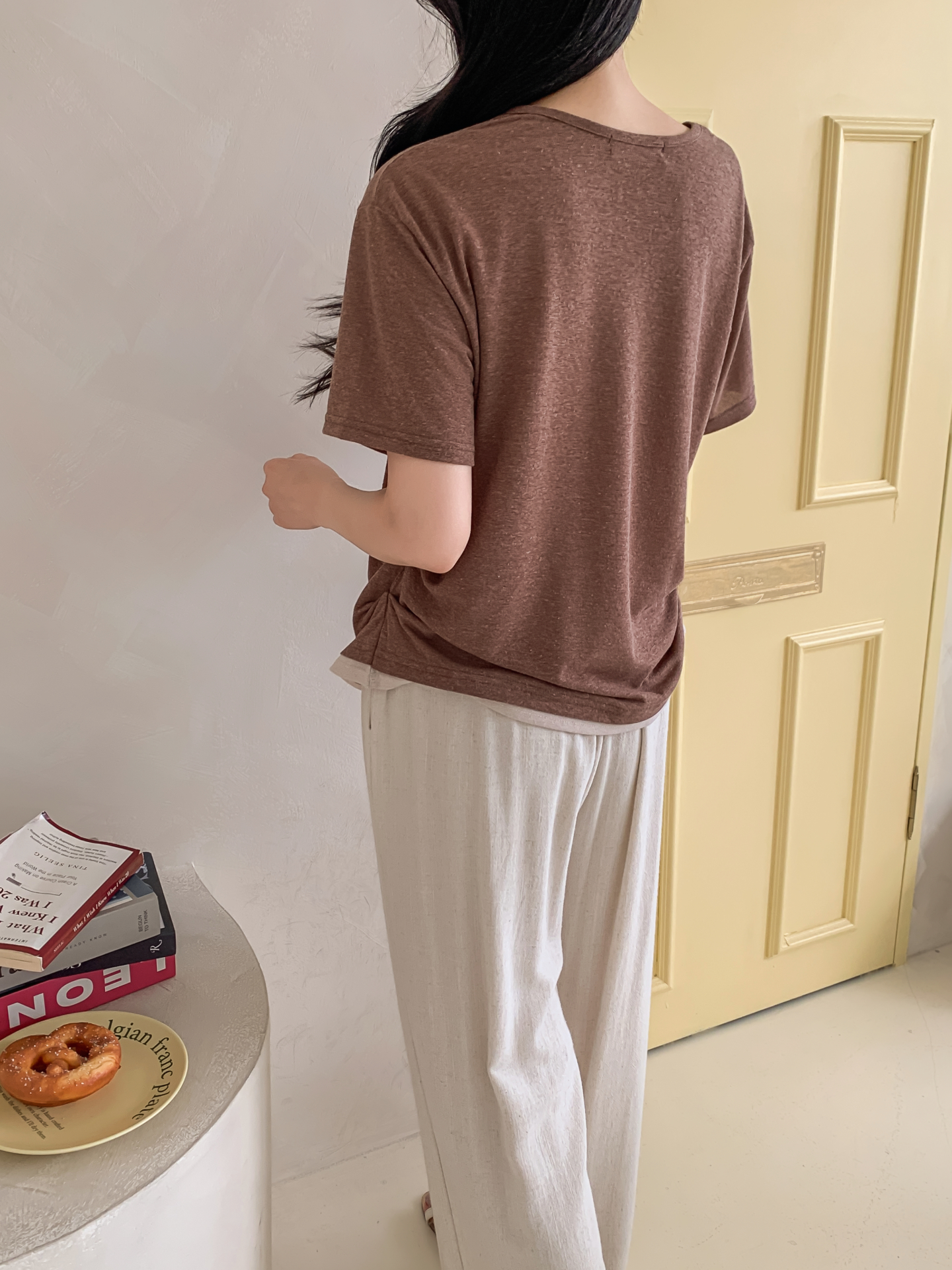 リネン混Vネックルーズ半袖Tシャツ | 詳細画像23