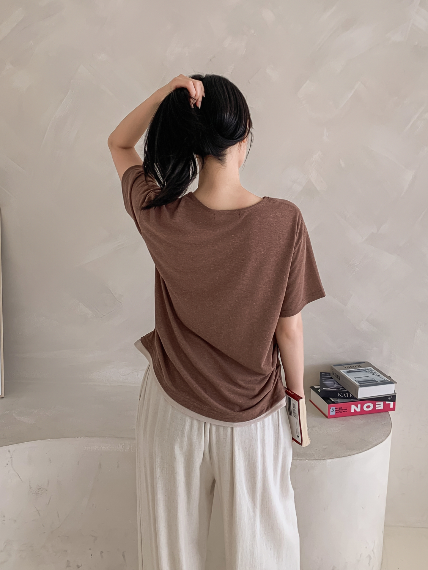 リネン混Vネックルーズ半袖Tシャツ | 詳細画像31