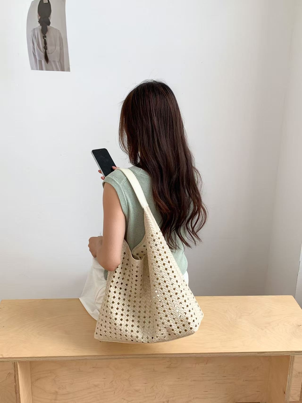 レザー調パンチングトートバッグポーチ付 | 詳細画像11