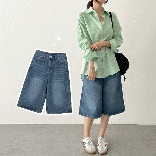 バミューダウォッシングポケットデニムパンツショートパンツ