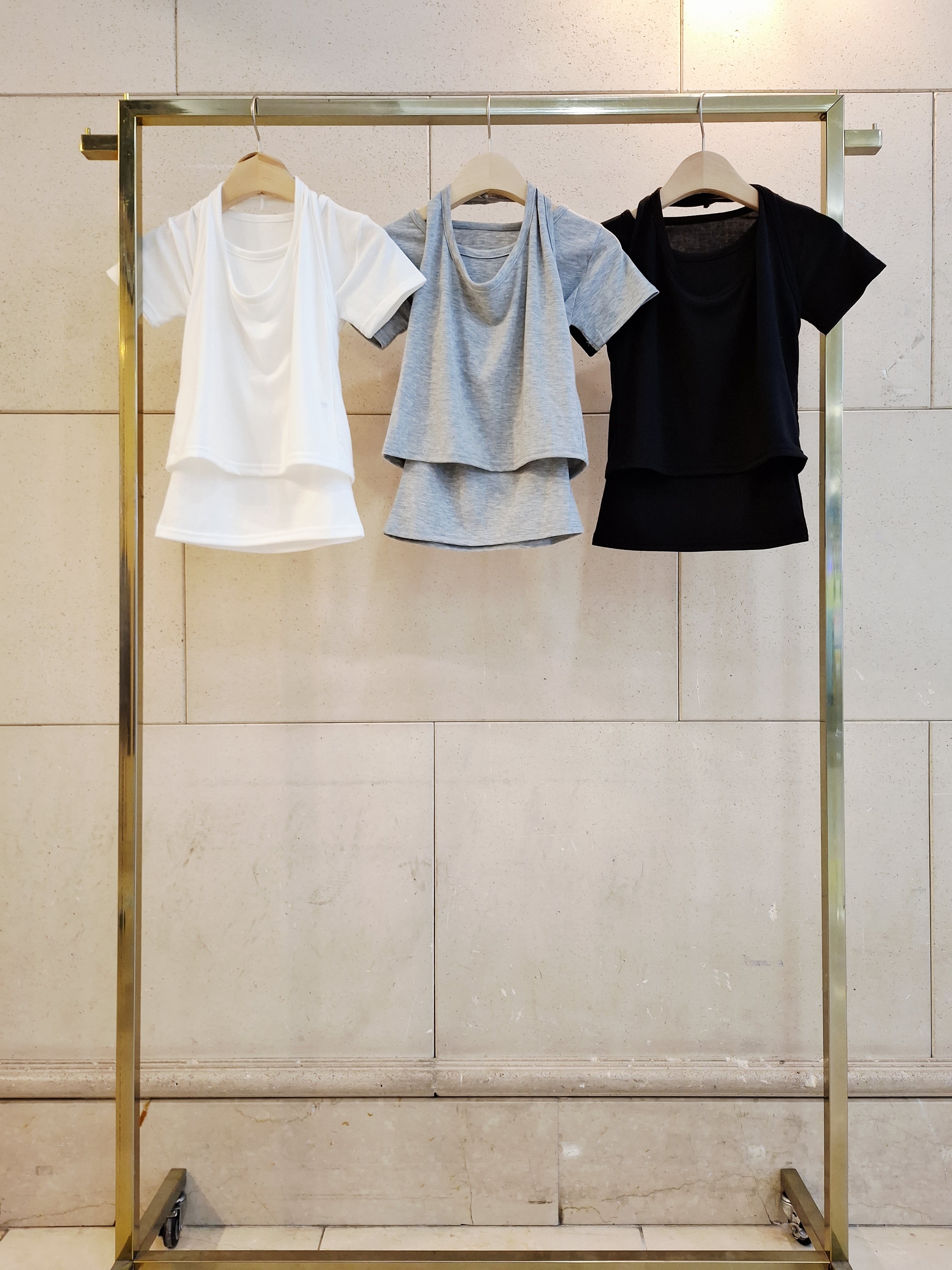 ホルターネックスリム半袖レイヤードTシャツビスチェアンサンブル | 詳細画像9