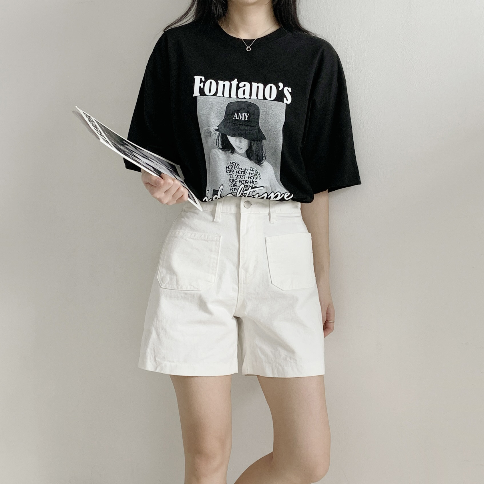 コットンラウンドネックオーバーサイズ半袖プリントTシャツ | 詳細画像3