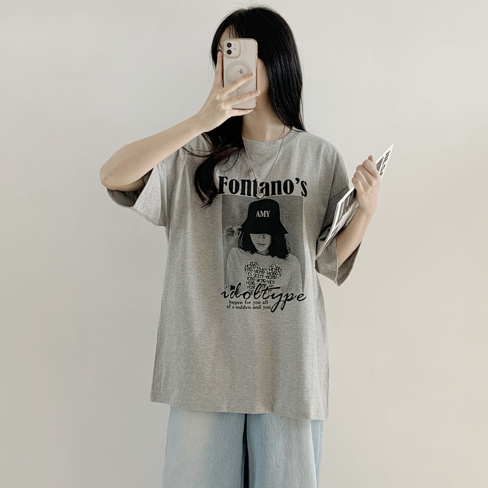 コットンラウンドネックオーバーサイズ半袖プリントTシャツ | 詳細画像6