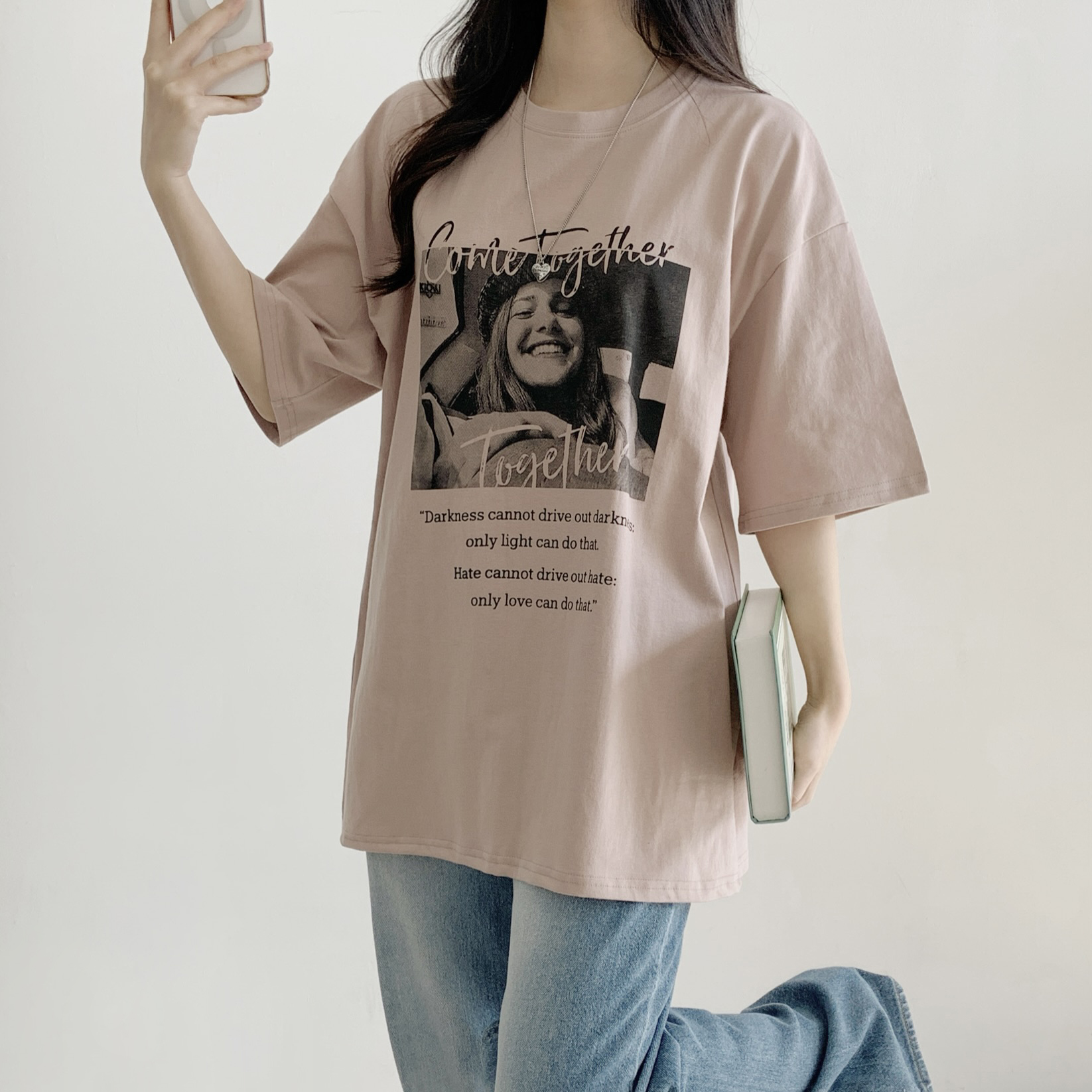 コットンラウンドネックオーバーサイズ半袖プリントTシャツ | 詳細画像2