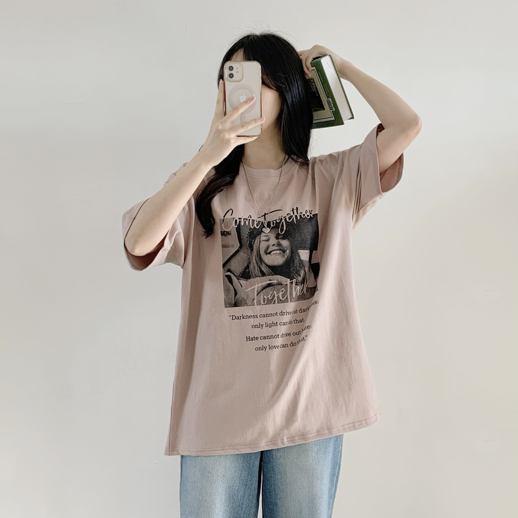 コットンラウンドネックオーバーサイズ半袖プリントTシャツ | 詳細画像3