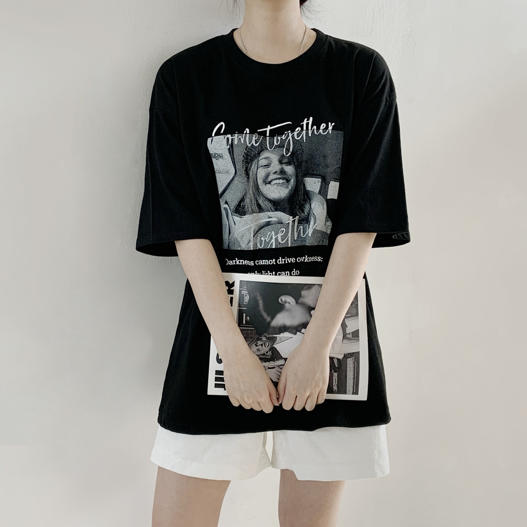 コットンラウンドネックオーバーサイズ半袖プリントTシャツ | 詳細画像5