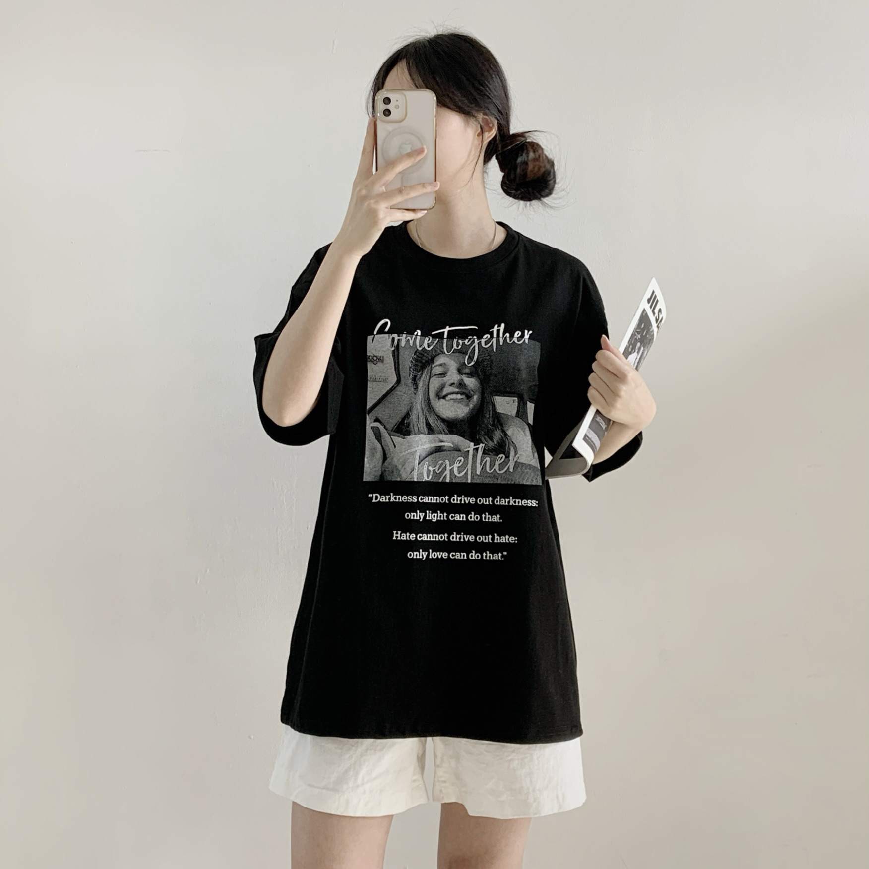 コットンラウンドネックオーバーサイズ半袖プリントTシャツ | 詳細画像6