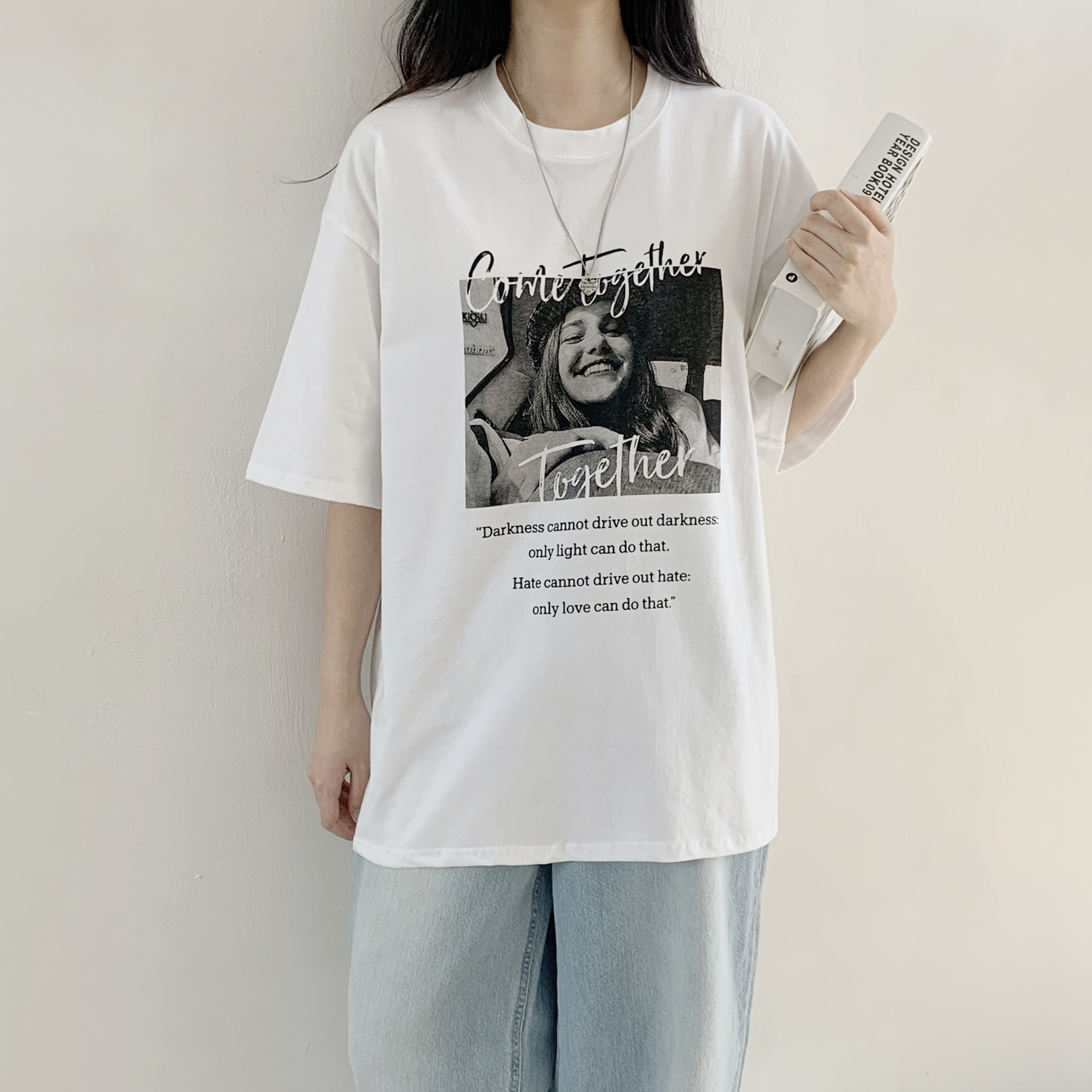 コットンラウンドネックオーバーサイズ半袖プリントTシャツ | 詳細画像8