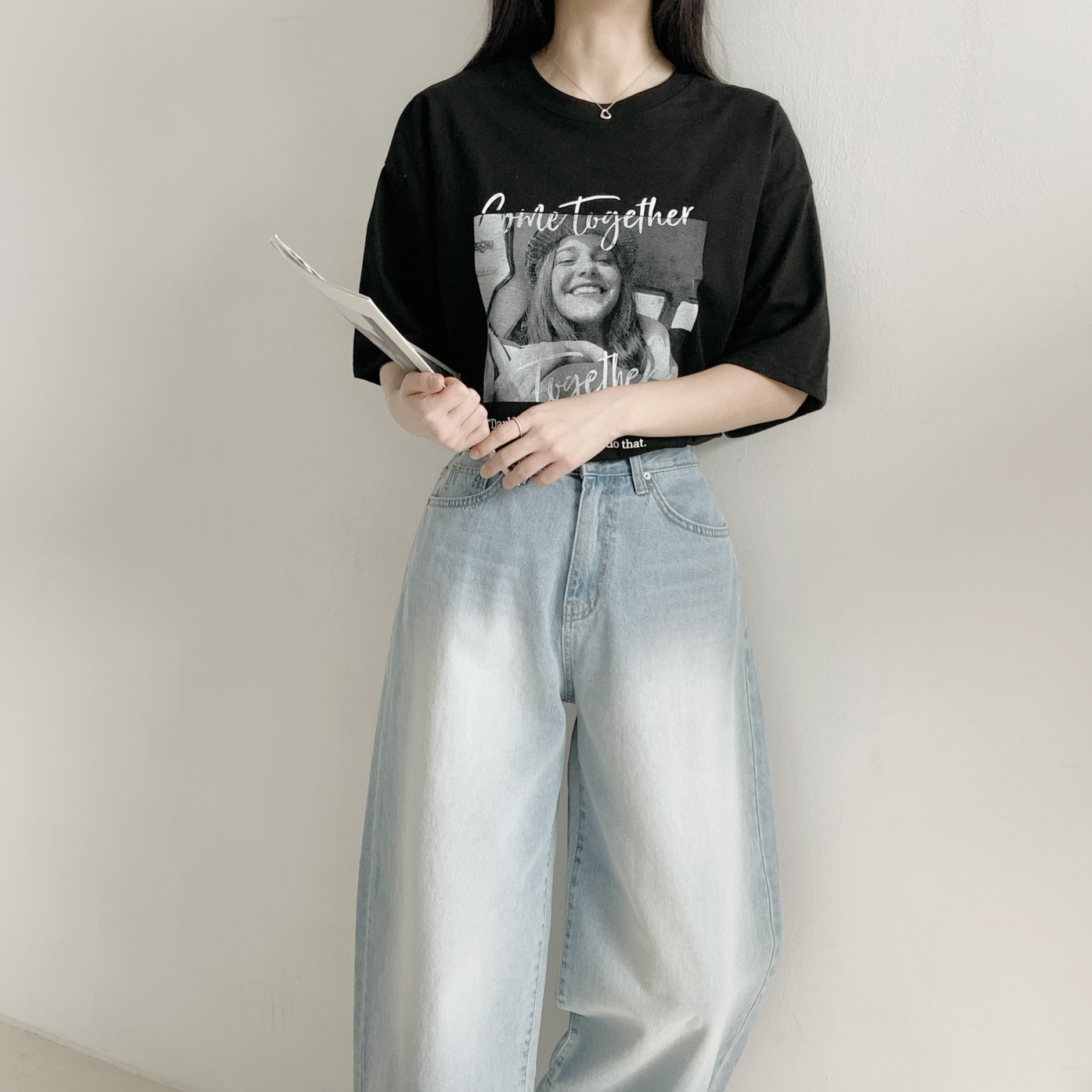 コットンラウンドネックオーバーサイズ半袖プリントTシャツ | 詳細画像7