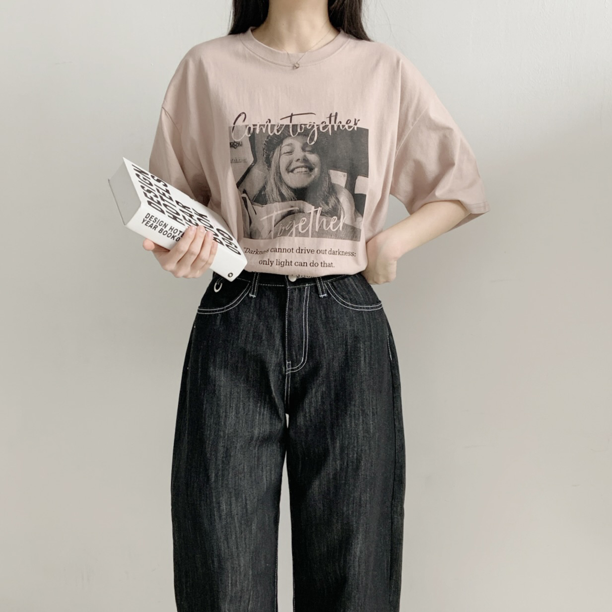 コットンラウンドネックオーバーサイズ半袖プリントTシャツ | 詳細画像4