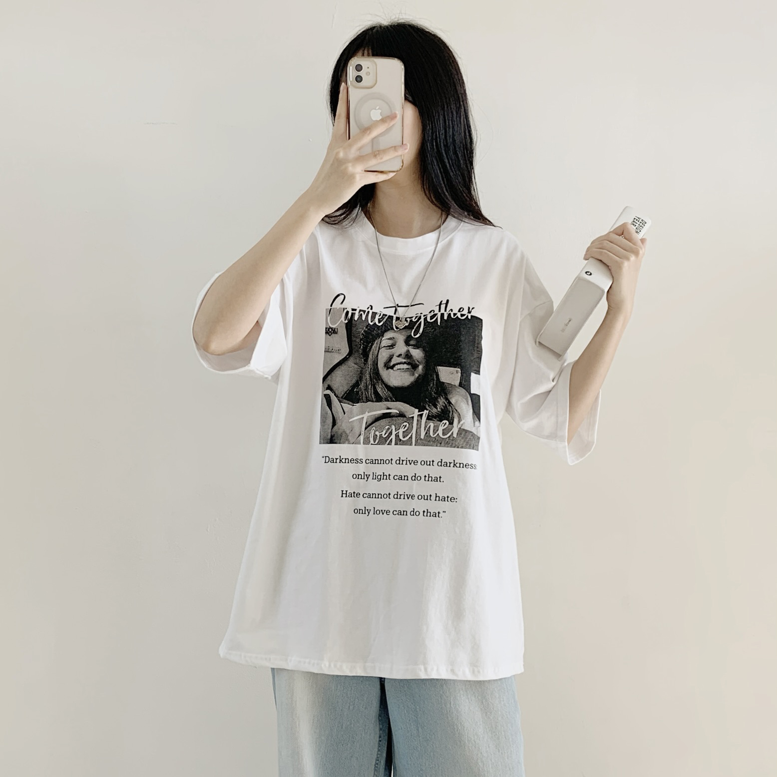 コットンラウンドネックオーバーサイズ半袖プリントTシャツ | 詳細画像10