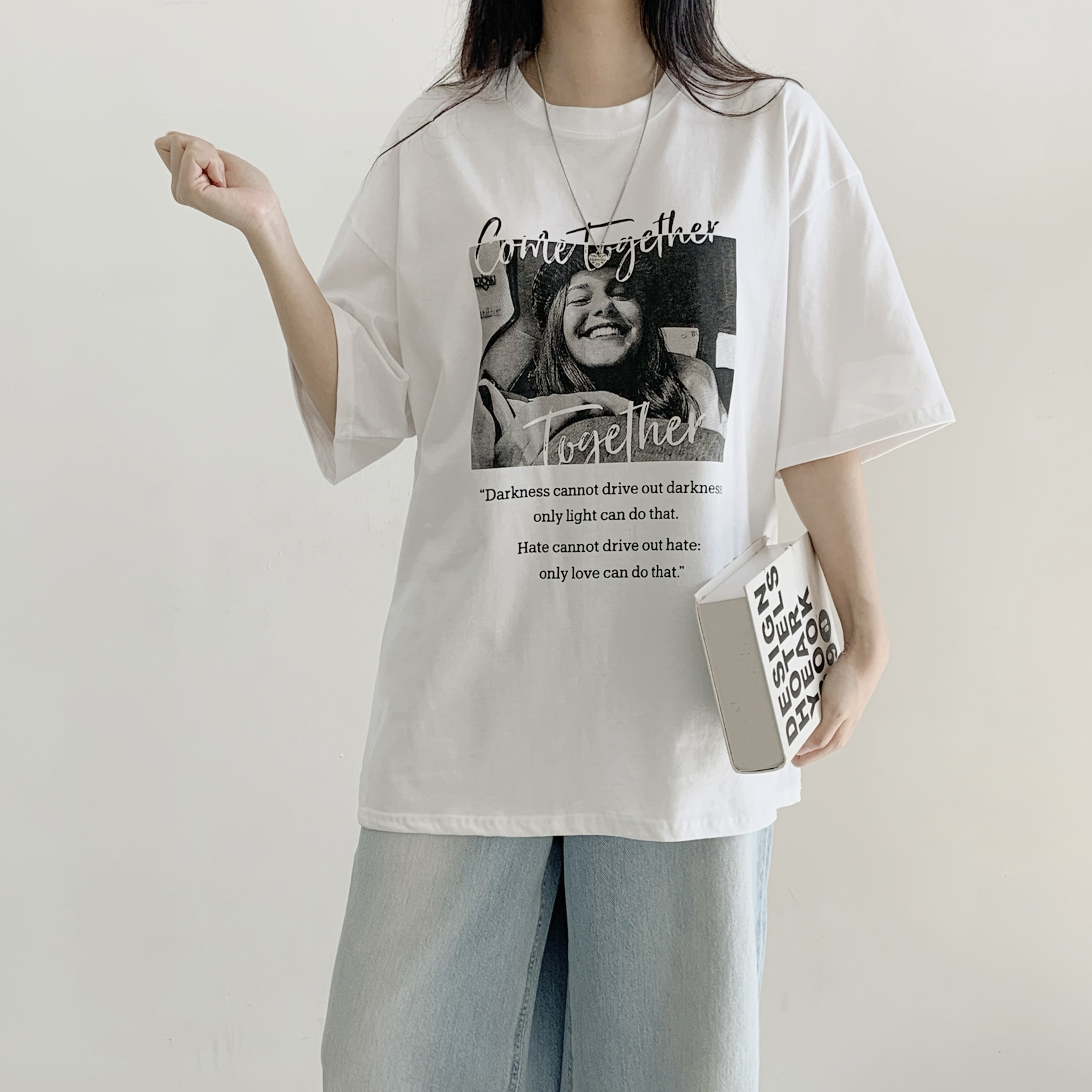 コットンラウンドネックオーバーサイズ半袖プリントTシャツ | 詳細画像11