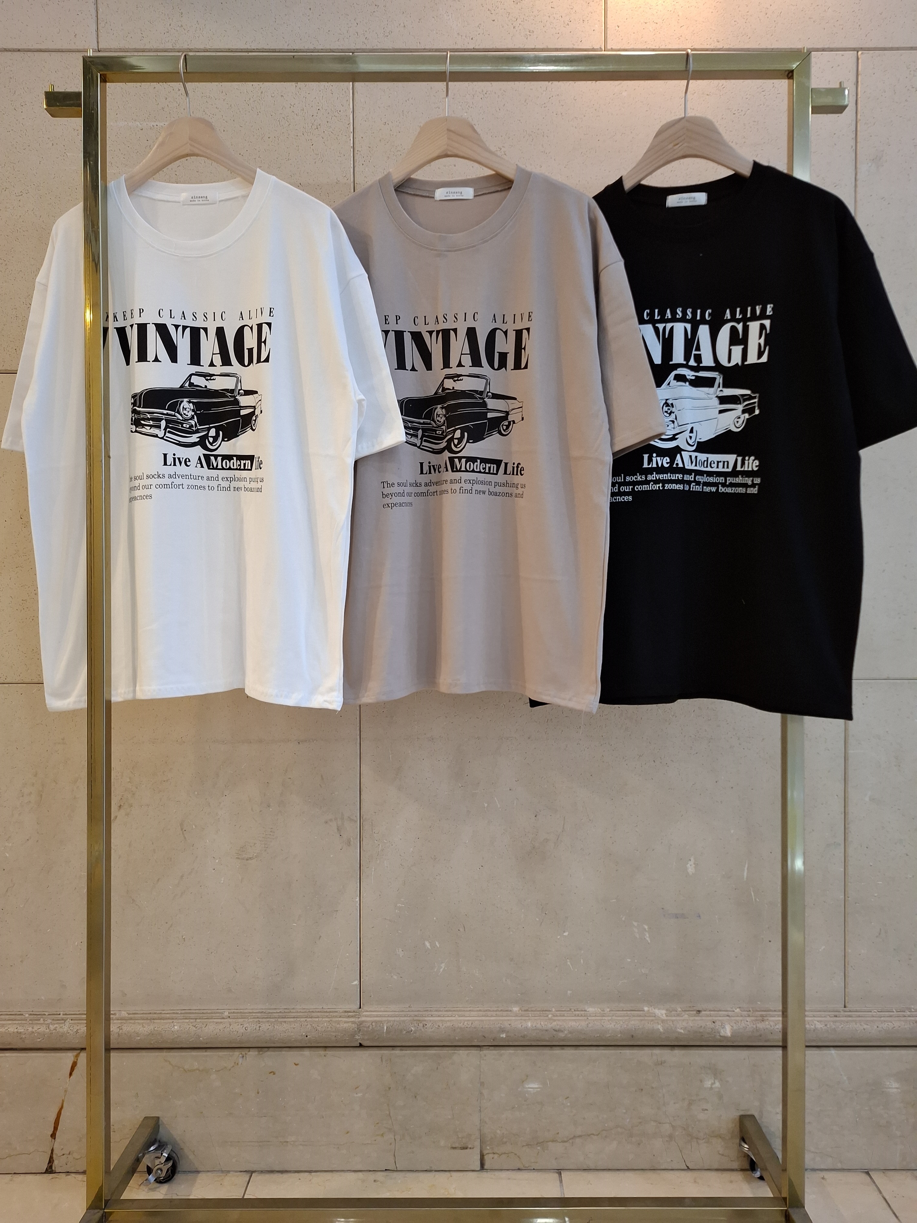 コットンラウンドネックオーバーサイズ半袖プリントTシャツ | 詳細画像12