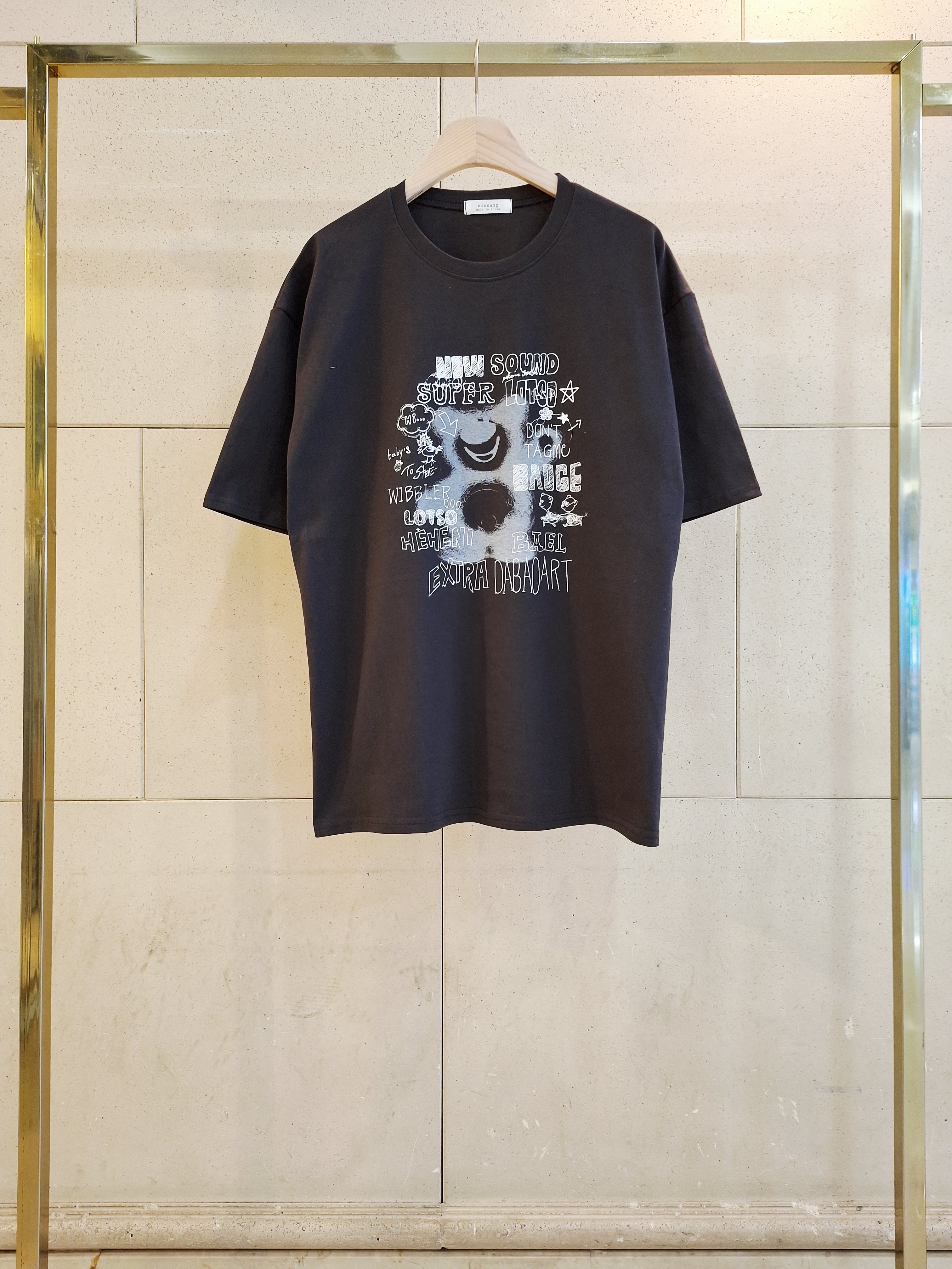 コットンラウンドネックオーバーサイズ半袖プリントベアTシャツ | 詳細画像11