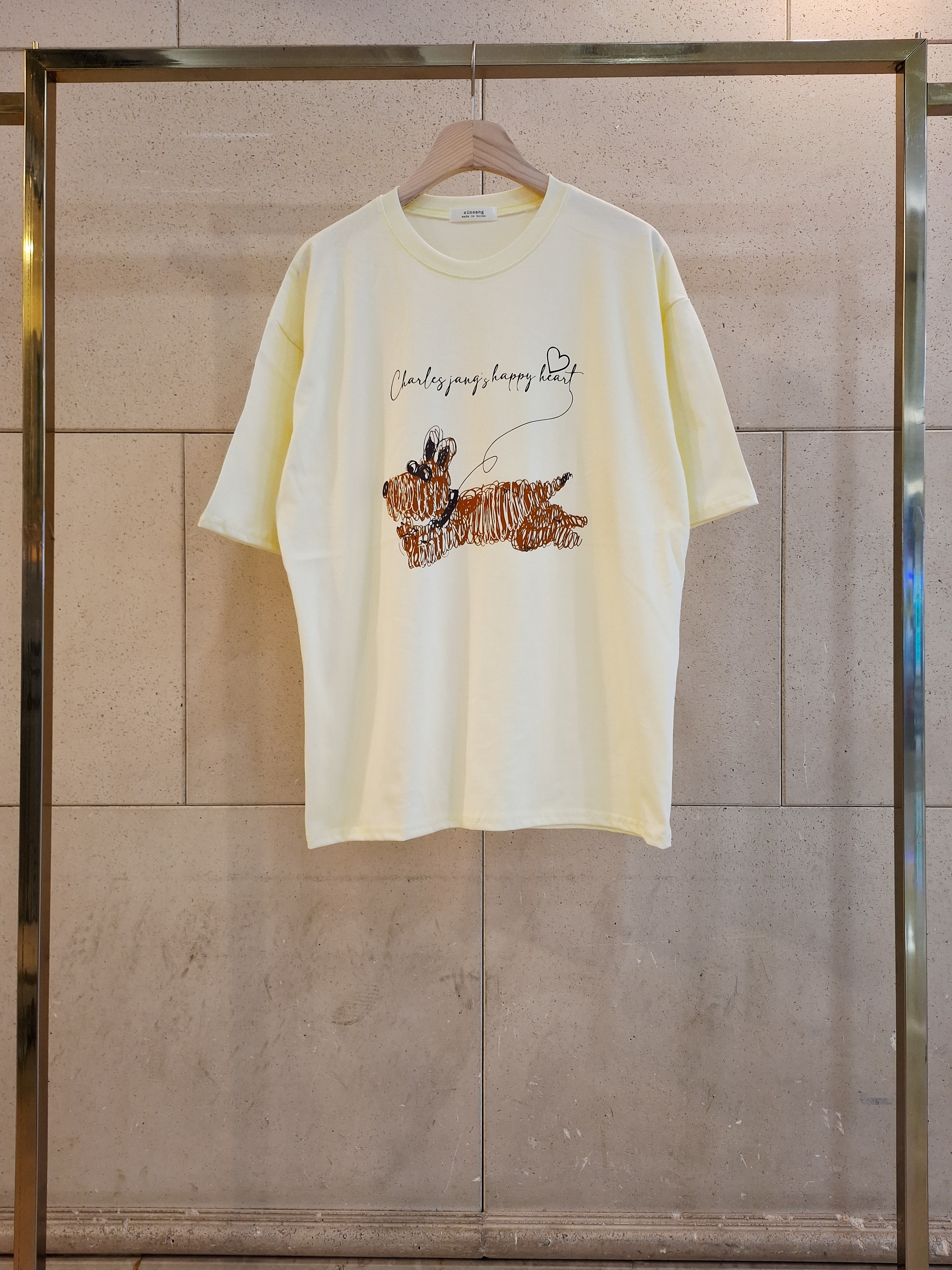コットンラウンドネックオーバーサイズ半袖プリント子犬犬ころTシャツ | 詳細画像10