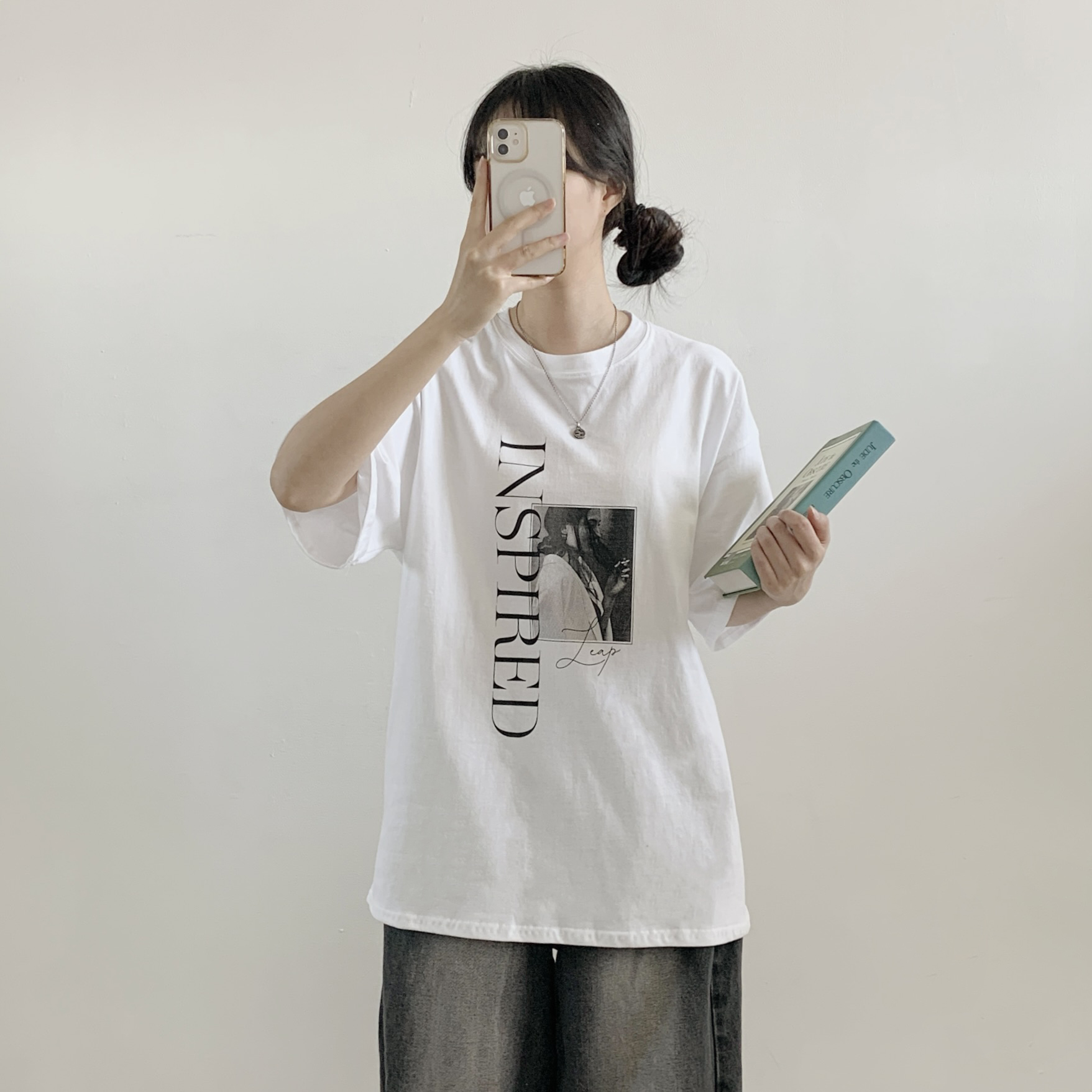 コットンラウンドネックオーバーサイズ半袖プリントTシャツ | 詳細画像2