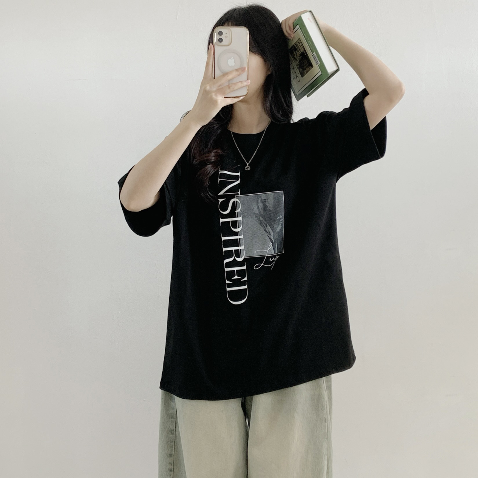 コットンラウンドネックオーバーサイズ半袖プリントTシャツ | 詳細画像4