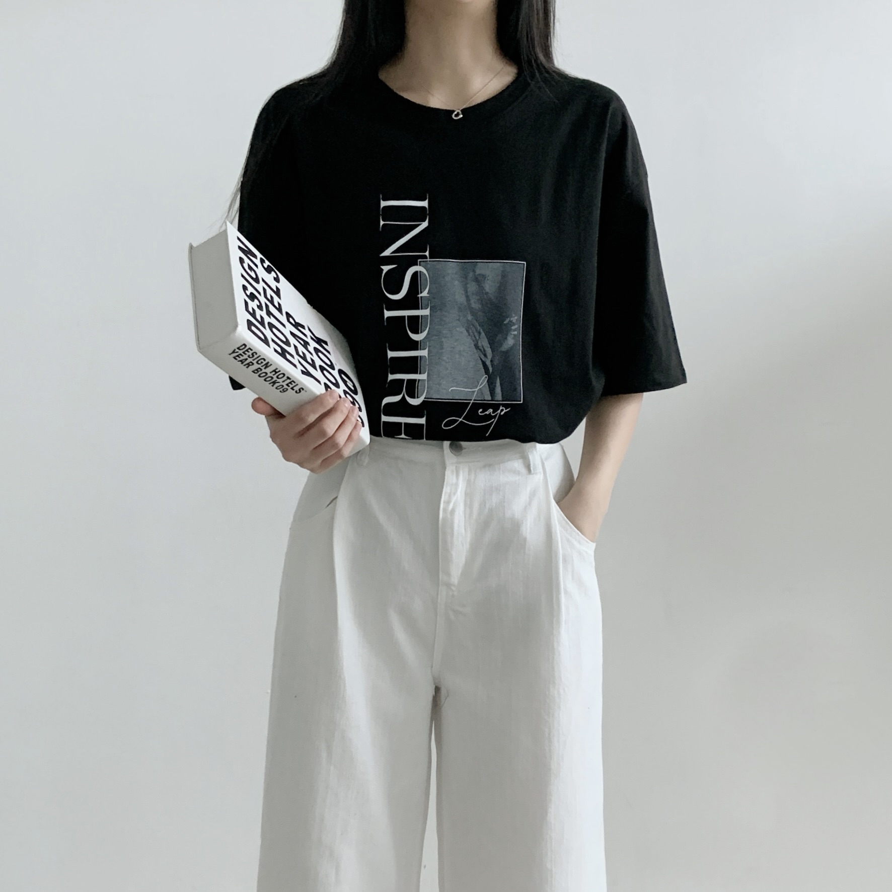 コットンラウンドネックオーバーサイズ半袖プリントTシャツ | 詳細画像7