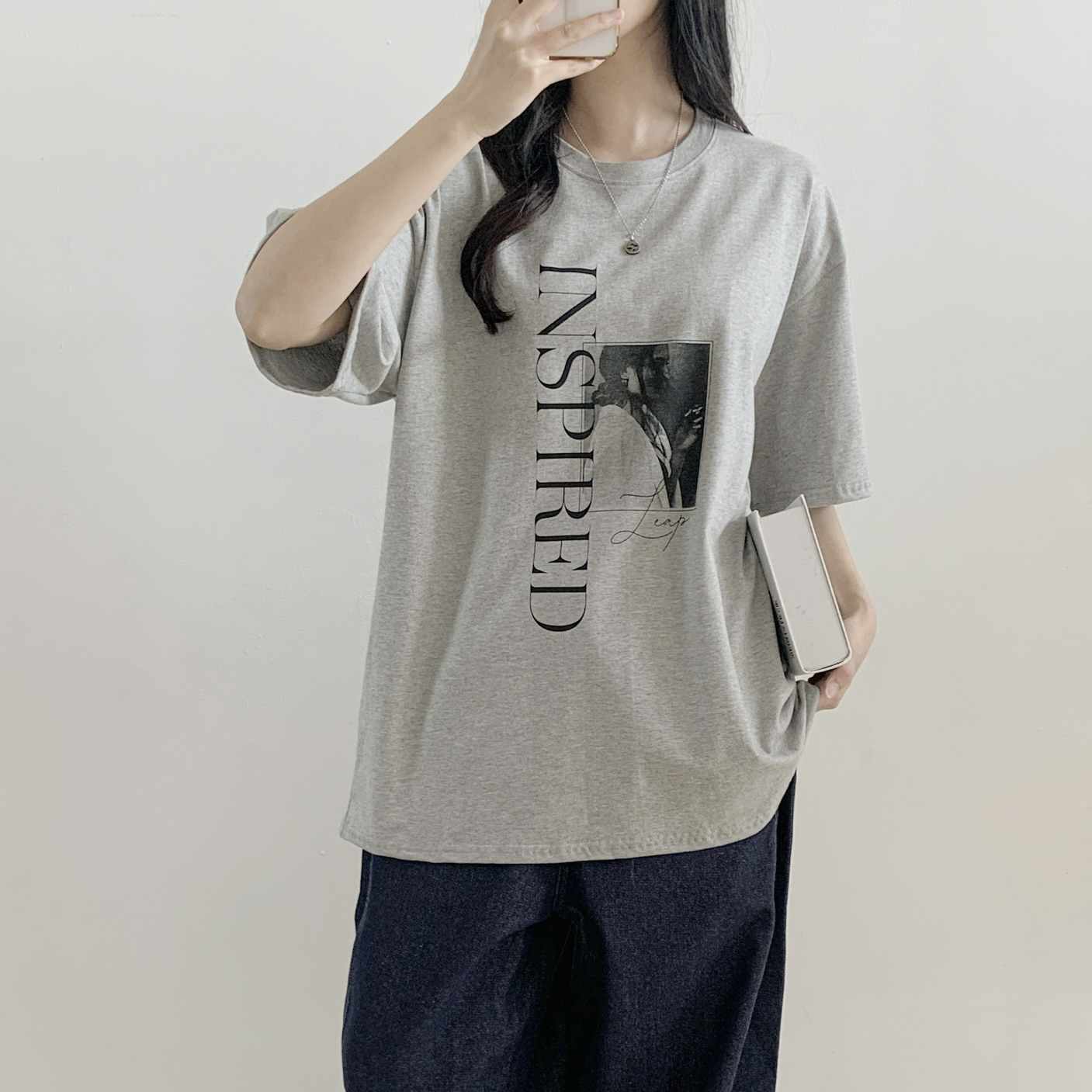 コットンラウンドネックオーバーサイズ半袖プリントTシャツ | 詳細画像8
