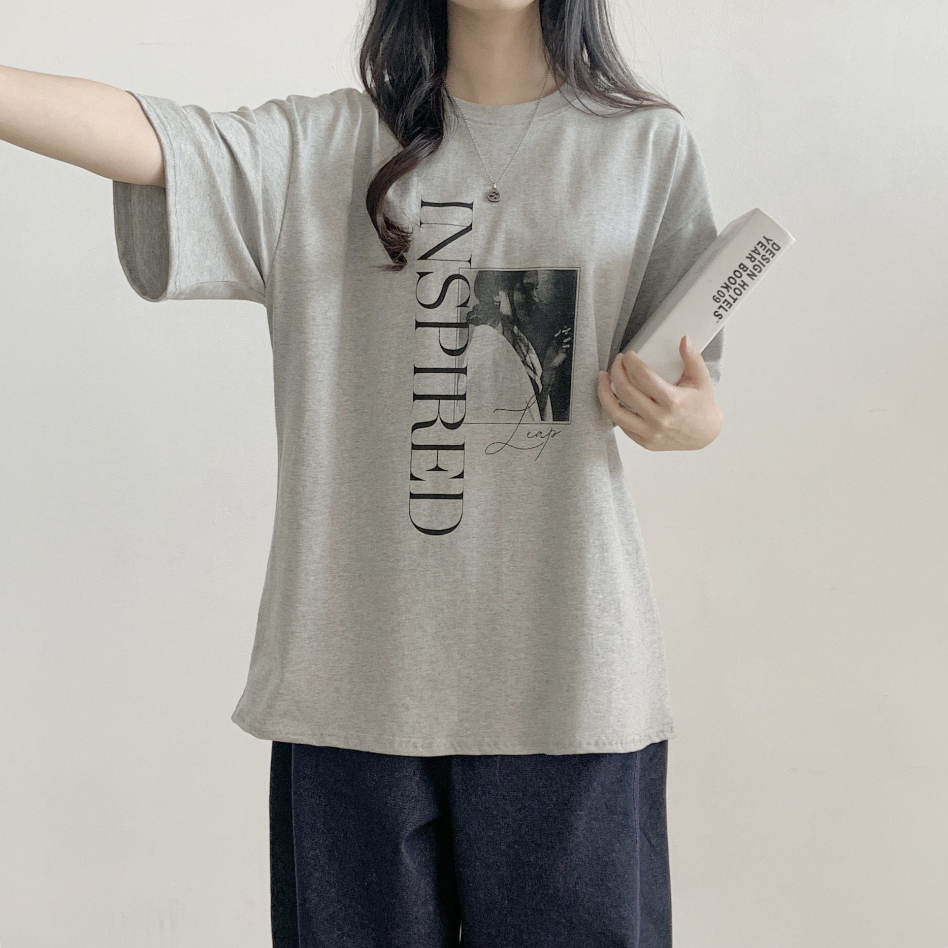 コットンラウンドネックオーバーサイズ半袖プリントTシャツ | 詳細画像9