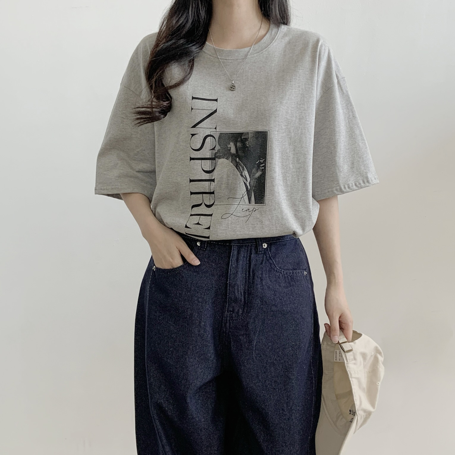 コットンラウンドネックオーバーサイズ半袖プリントTシャツ | 詳細画像10