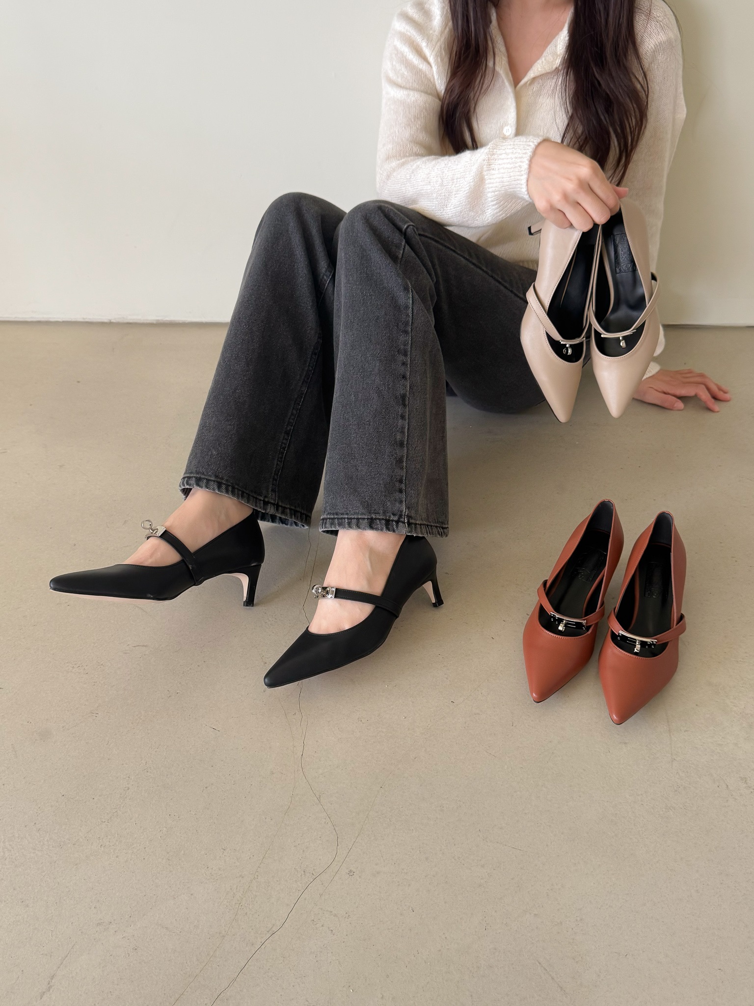 レザー調スティレットヒールヒールパンプス | 詳細画像46