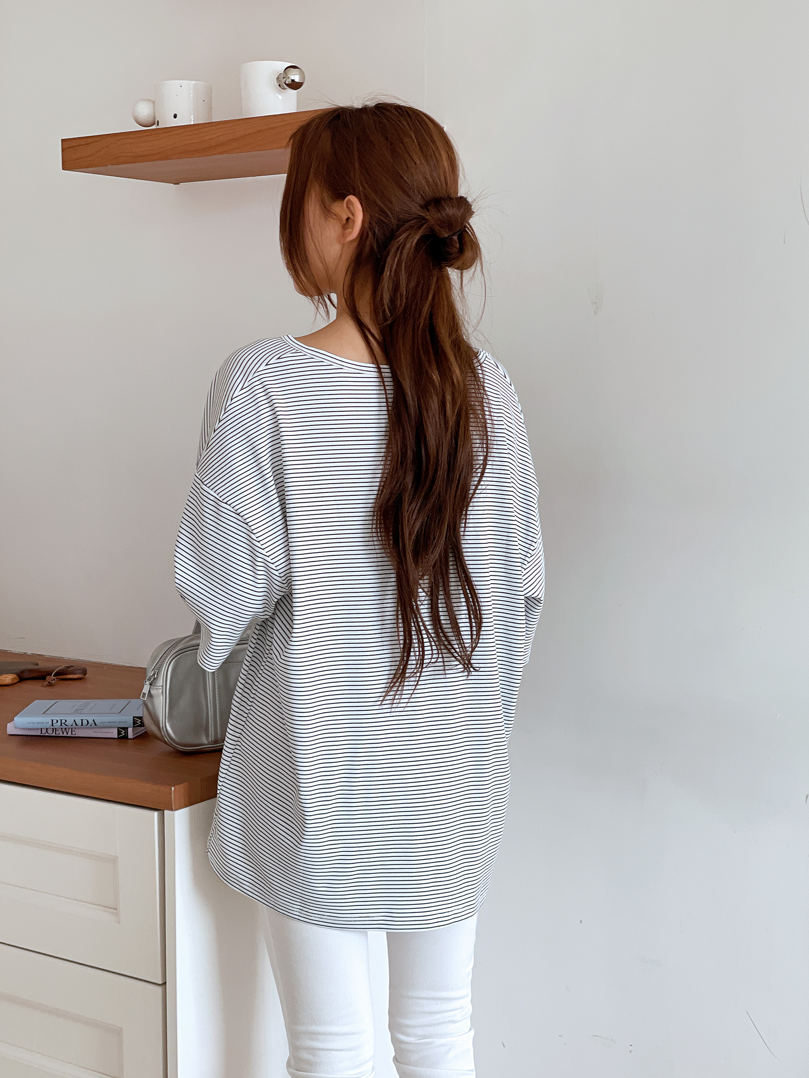 コットンスリットボクシー半袖ラベルレタリングTシャツ | 詳細画像15