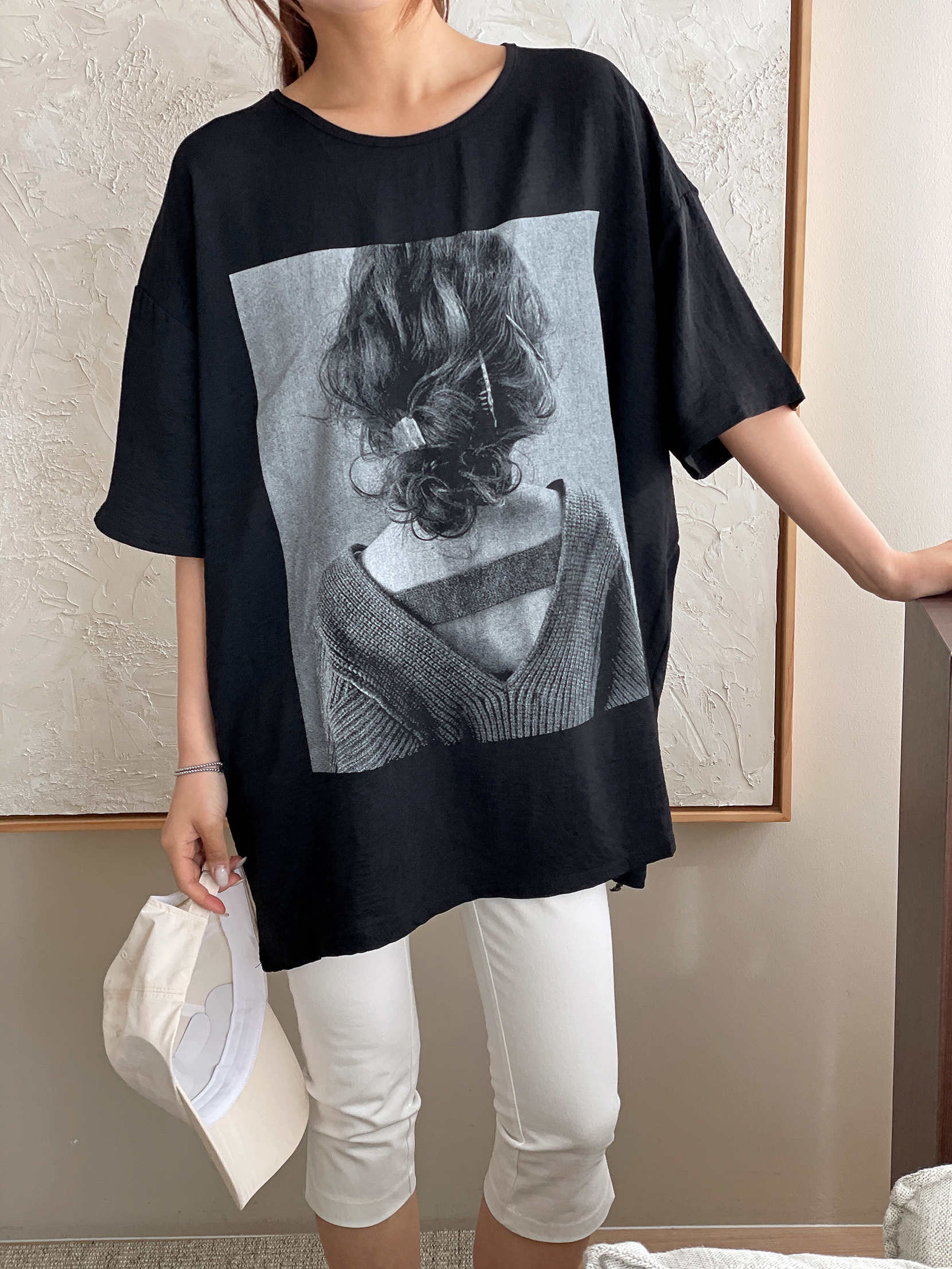 ラウンドネックボクシー半袖両面プリントTシャツ | 詳細画像5