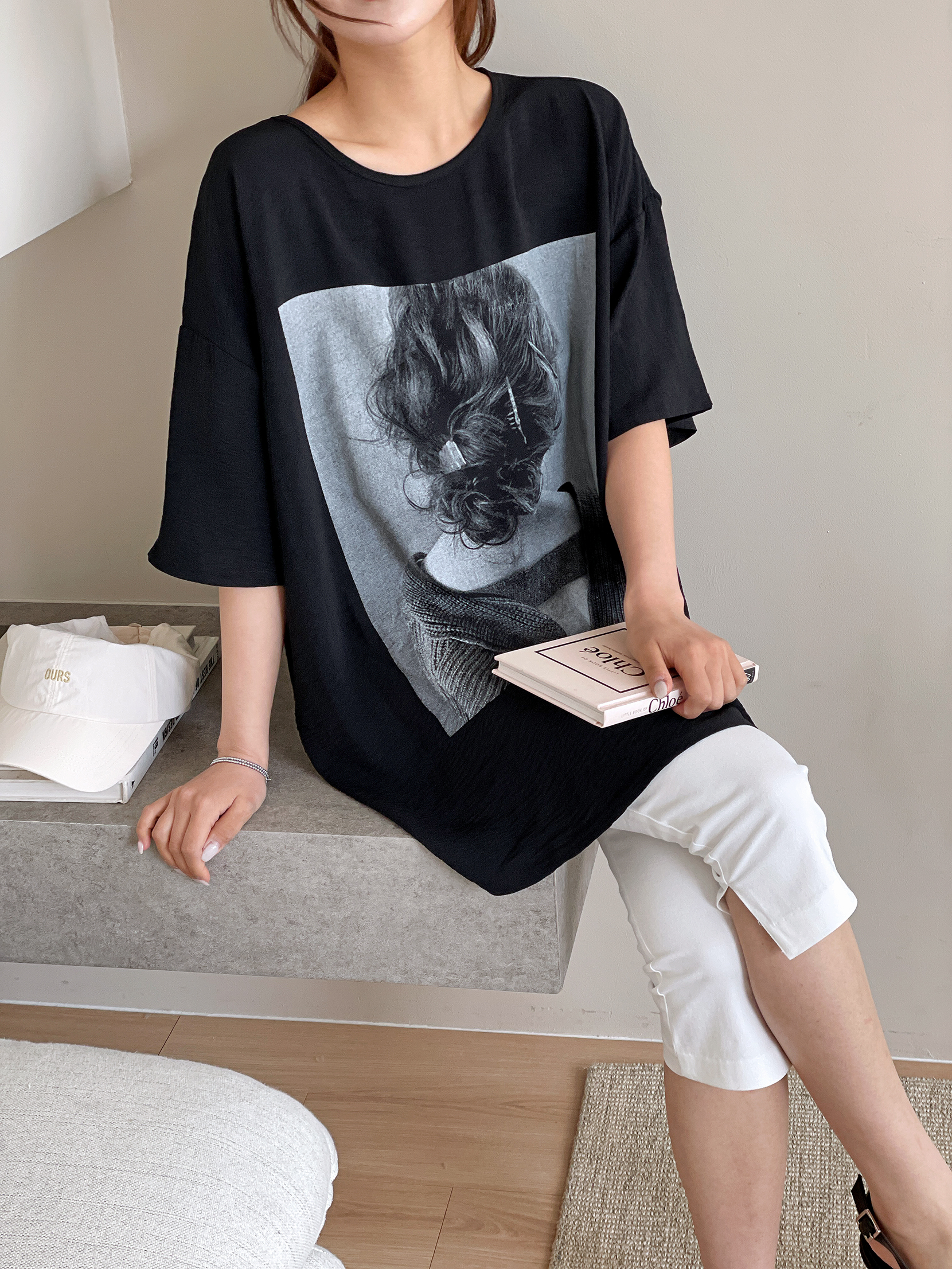 ラウンドネックボクシー半袖両面プリントTシャツ | 詳細画像16