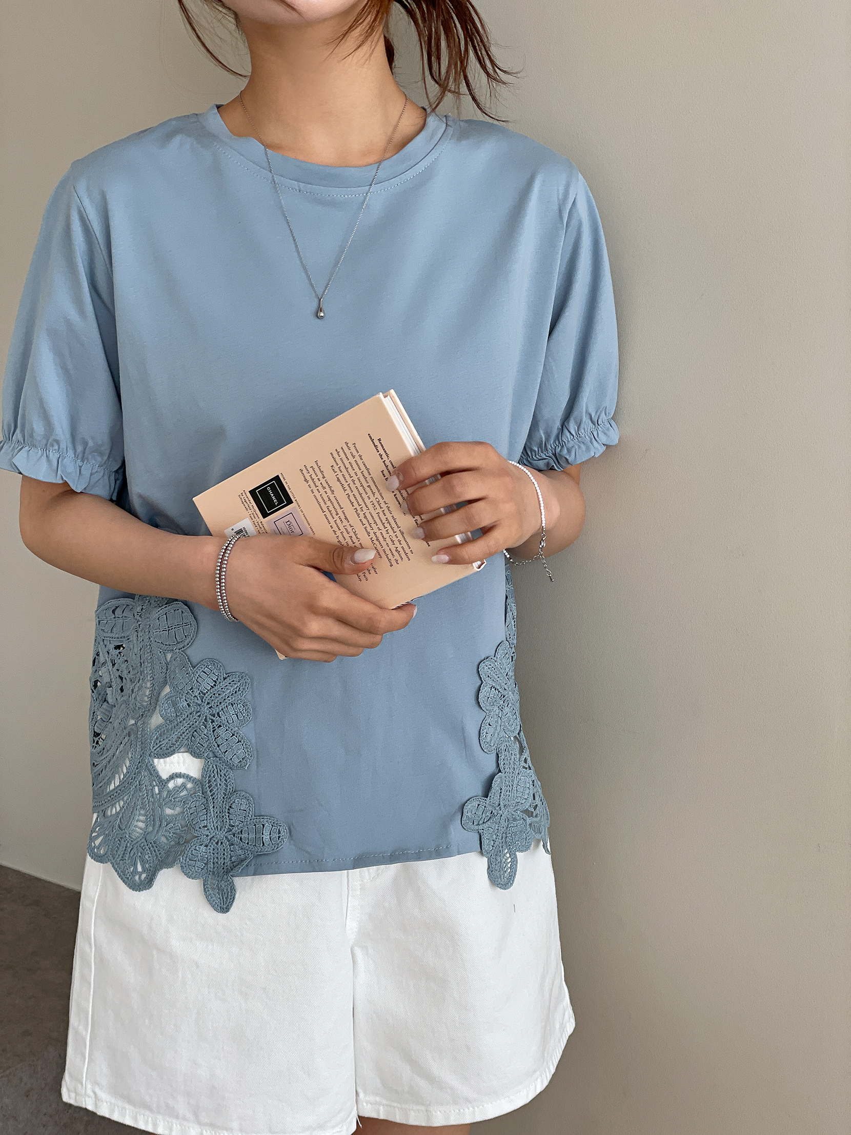 レースパフスリーブオーバーサイズ半袖Tシャツ | 詳細画像8