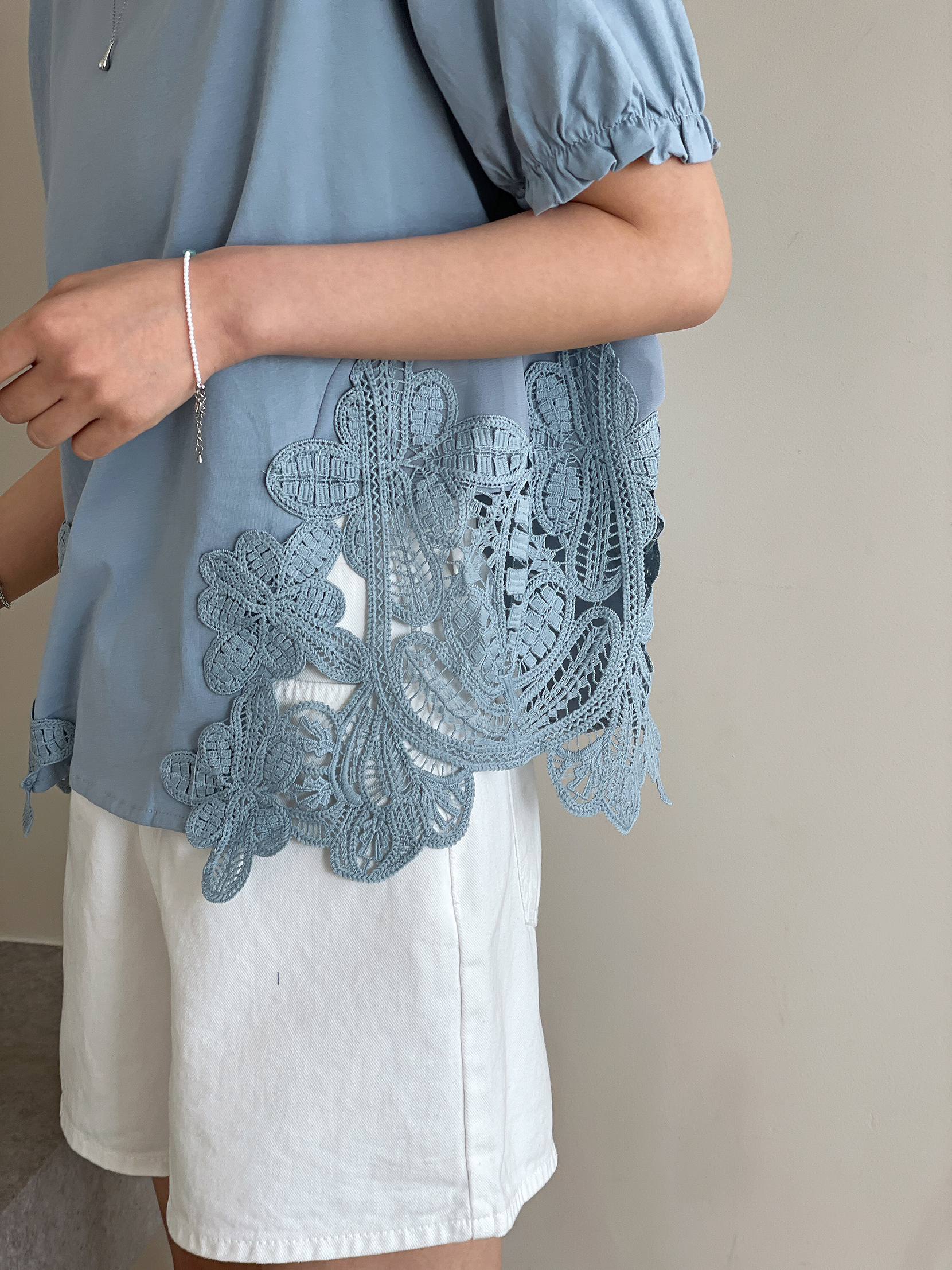 レースパフスリーブオーバーサイズ半袖Tシャツ | 詳細画像13
